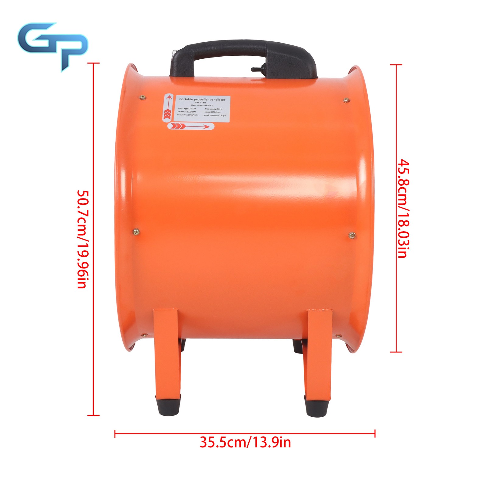 Air Mover Blower Fan 16 Inch 1125W 3000CFM 1450RPM with 33 FT Flexible Duct