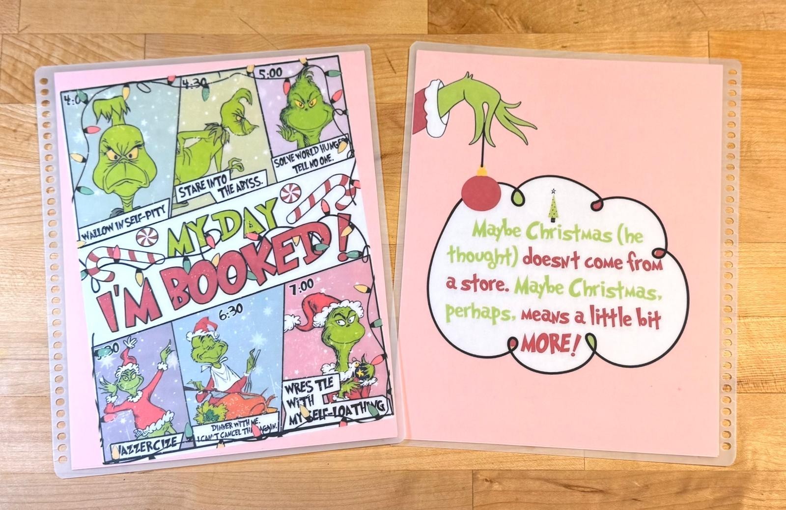 MATTE Finish Grinch My Day I’m Booked Cover Set 4 use w/ Erin Condren Planner~