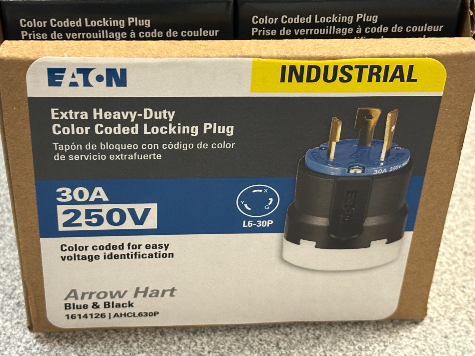 6 NEW Eaton AHCL630P Industrial Locking Plugs L6-30P 30A 250V 2P 3W Blue LOT