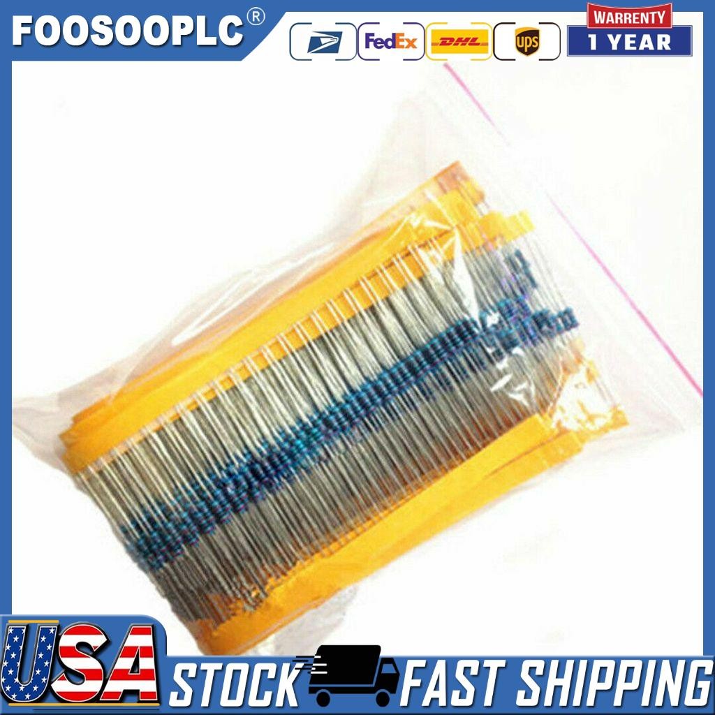 600pcs 30 Values 1/4W Metal Film Resistors Resistance Assortment Kit Set 1% USA