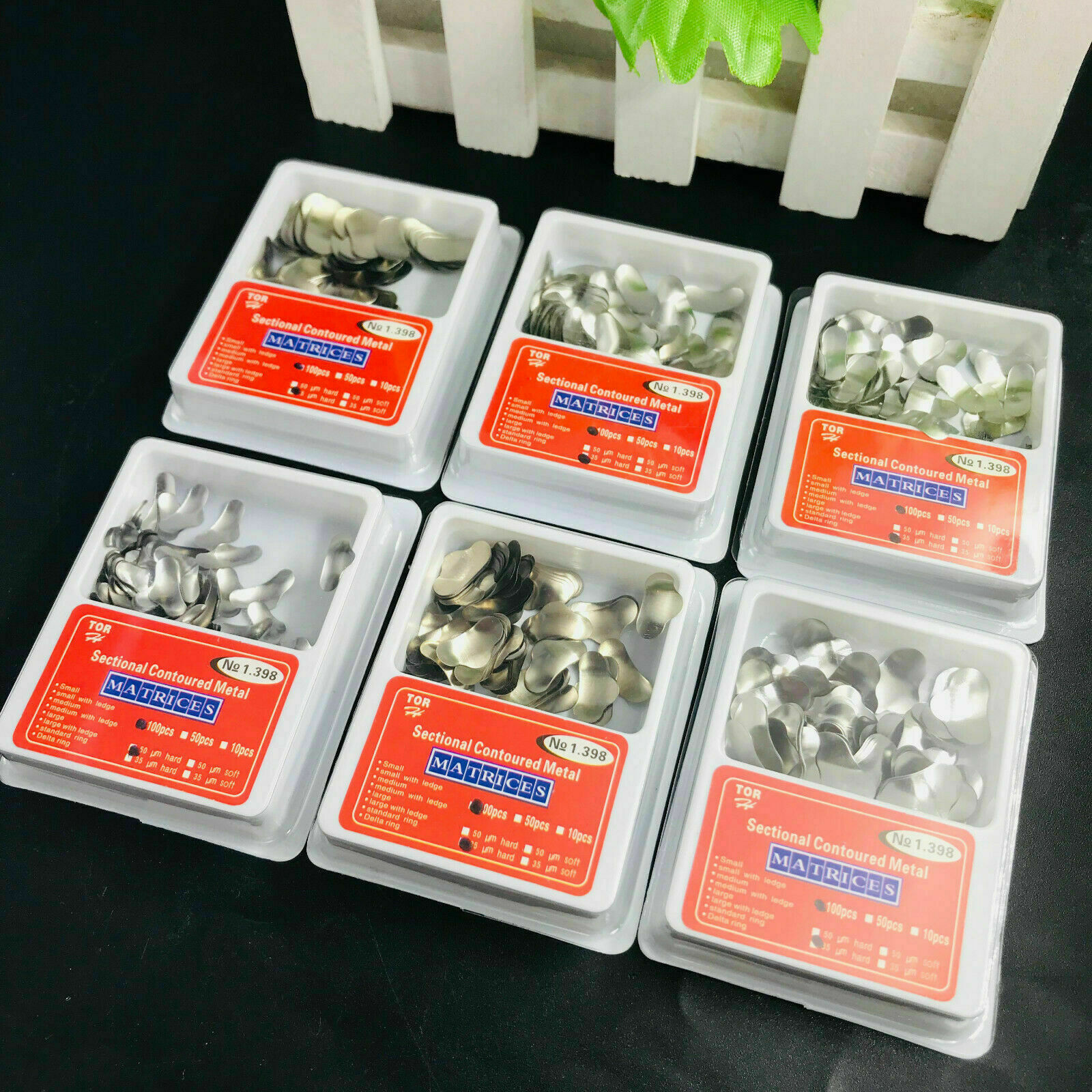 100 Pcs Dental Sectional Contoured Metal Matrices Refill Matrix Band Ledge 35um