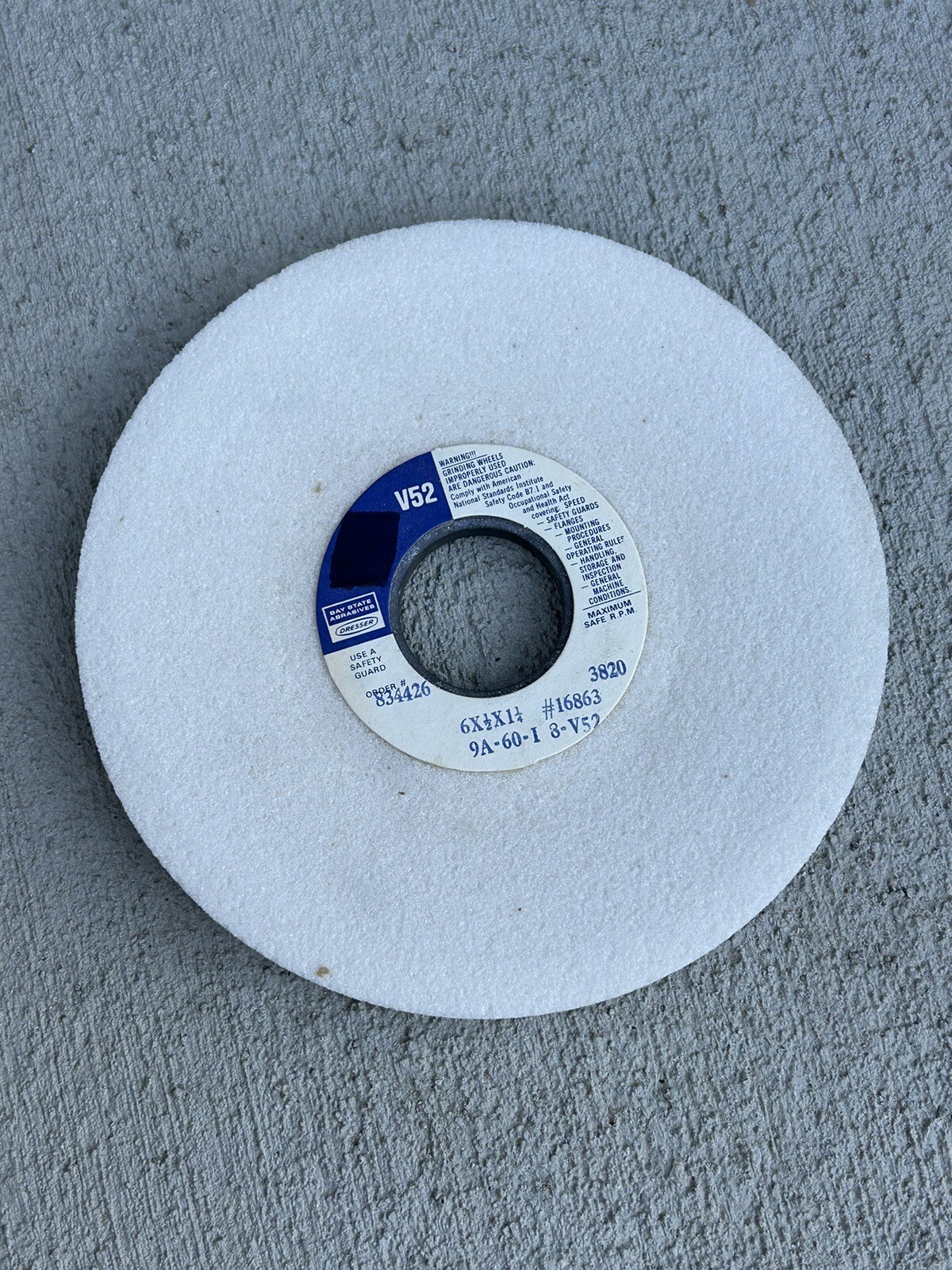 Bay State Abrasives Grind Wheel 6×1/2 x 1 1/4 4140 RPM 9A-46J8-V52-NEW