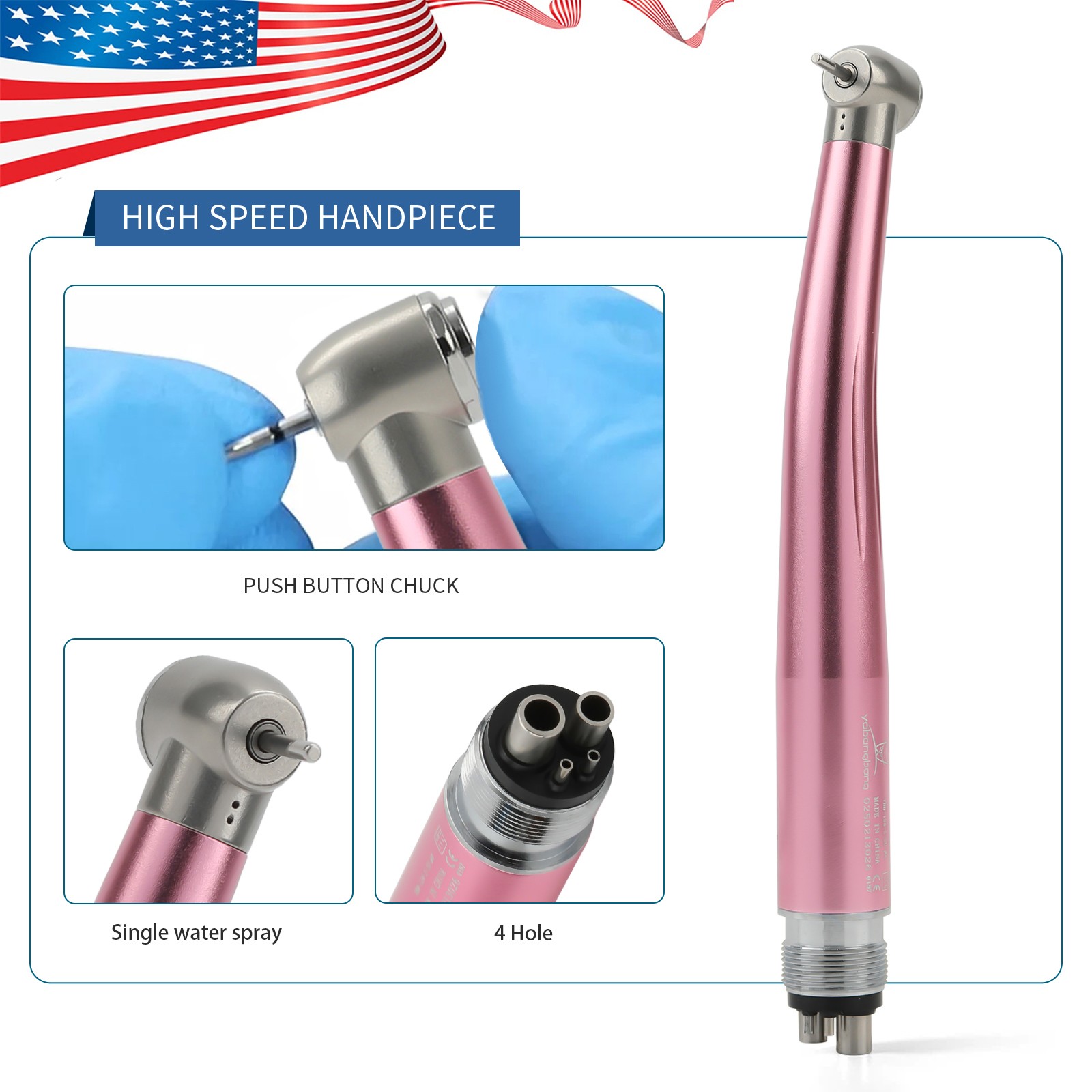 Dental Fast High Speed Handpiece Air Turbine Push Button 4Hole NSK Style Color