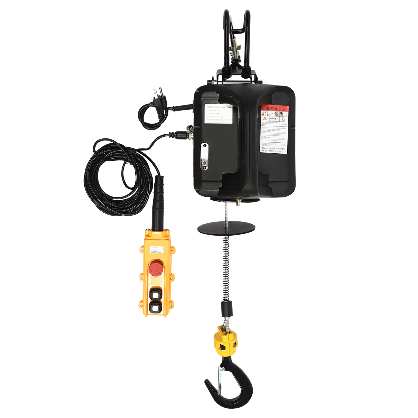 3in1 Portable Electric Hoist Winch 1100lbs Wired/Wireless Remote Control 25ft