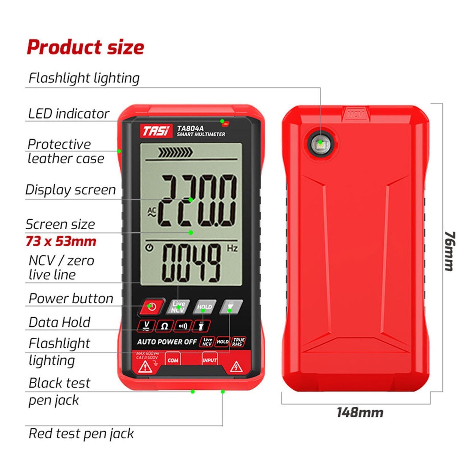 Digital Display Multimeter Voltmeter AC DC Volt Ohmmeter Tester Meter Auto Range