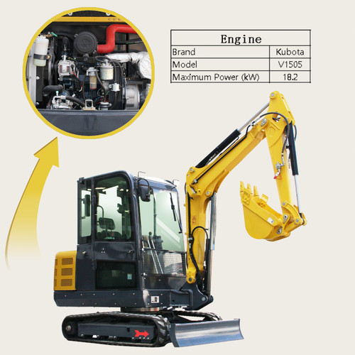3.5 Ton Kubota 25HP Diesel Mini Excavator Side Swing Boom + Any 2 Attachments