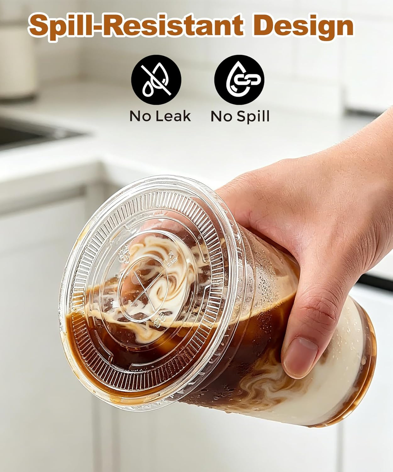 Ginkgo 50 Pack 16 Oz Clear Plastic Cups with Lids and Straws, Leak-Proof