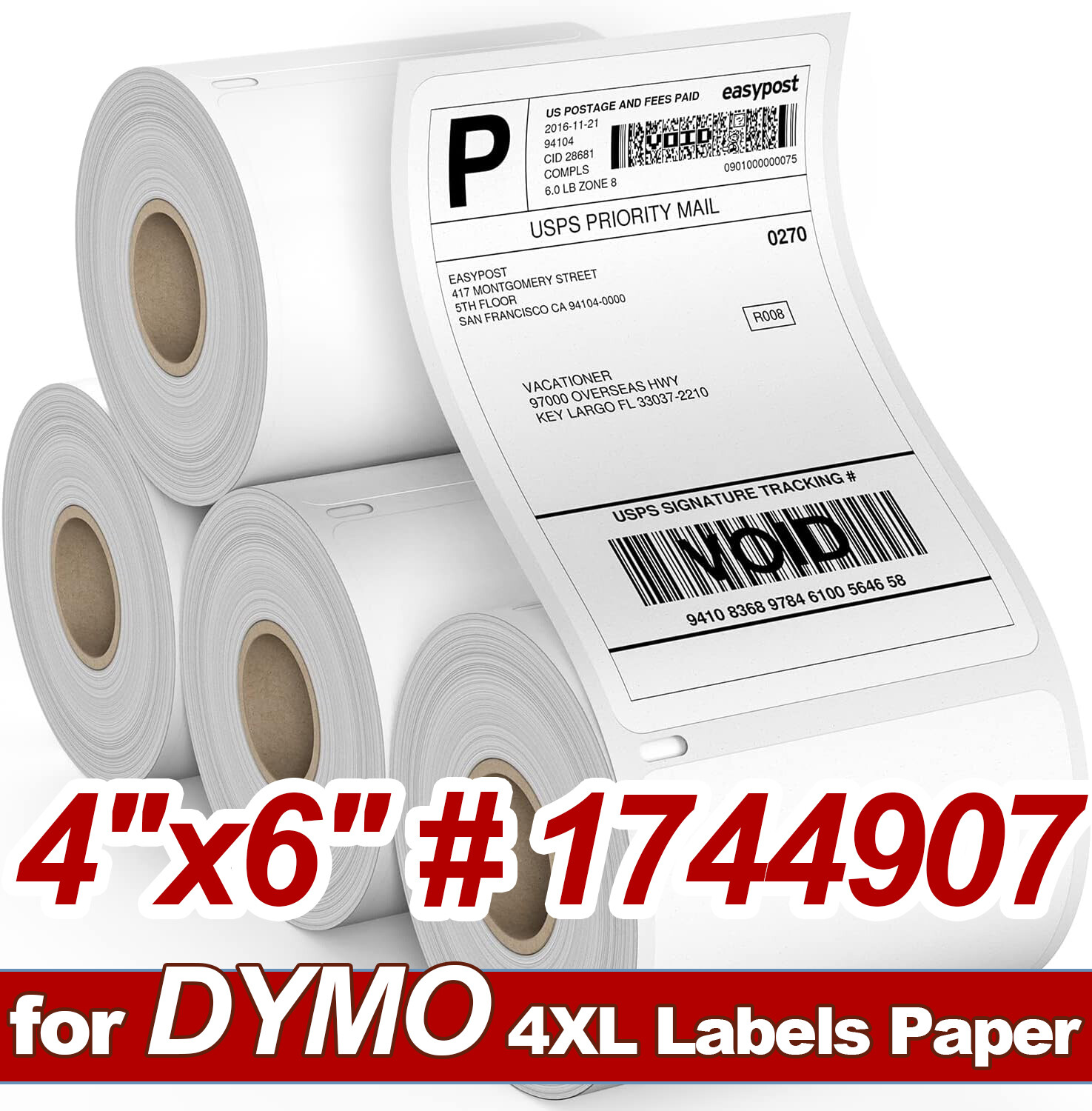 5-200 Rolls DYMO 4XL Direct Thermal 4″x6″ Shipping Labels 4×6 1744907 220/Roll