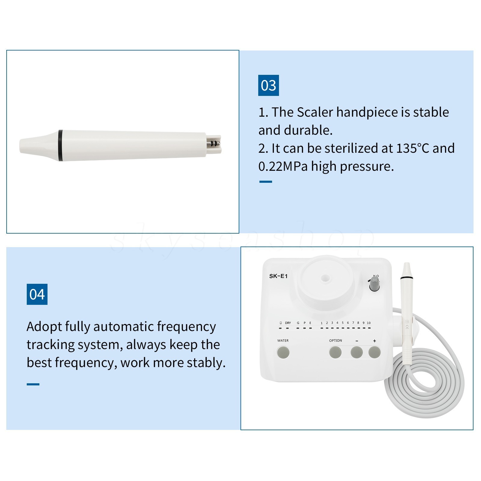 Dental Ultrasonic Scaler & 2 Bottles Fit EMS Cavitron SKYSEA / +Handpiece HW-3H