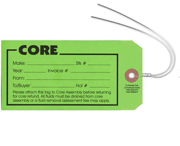 Core Tag Green With Wires – Auto Part Core Tags 250 Tags Per Box