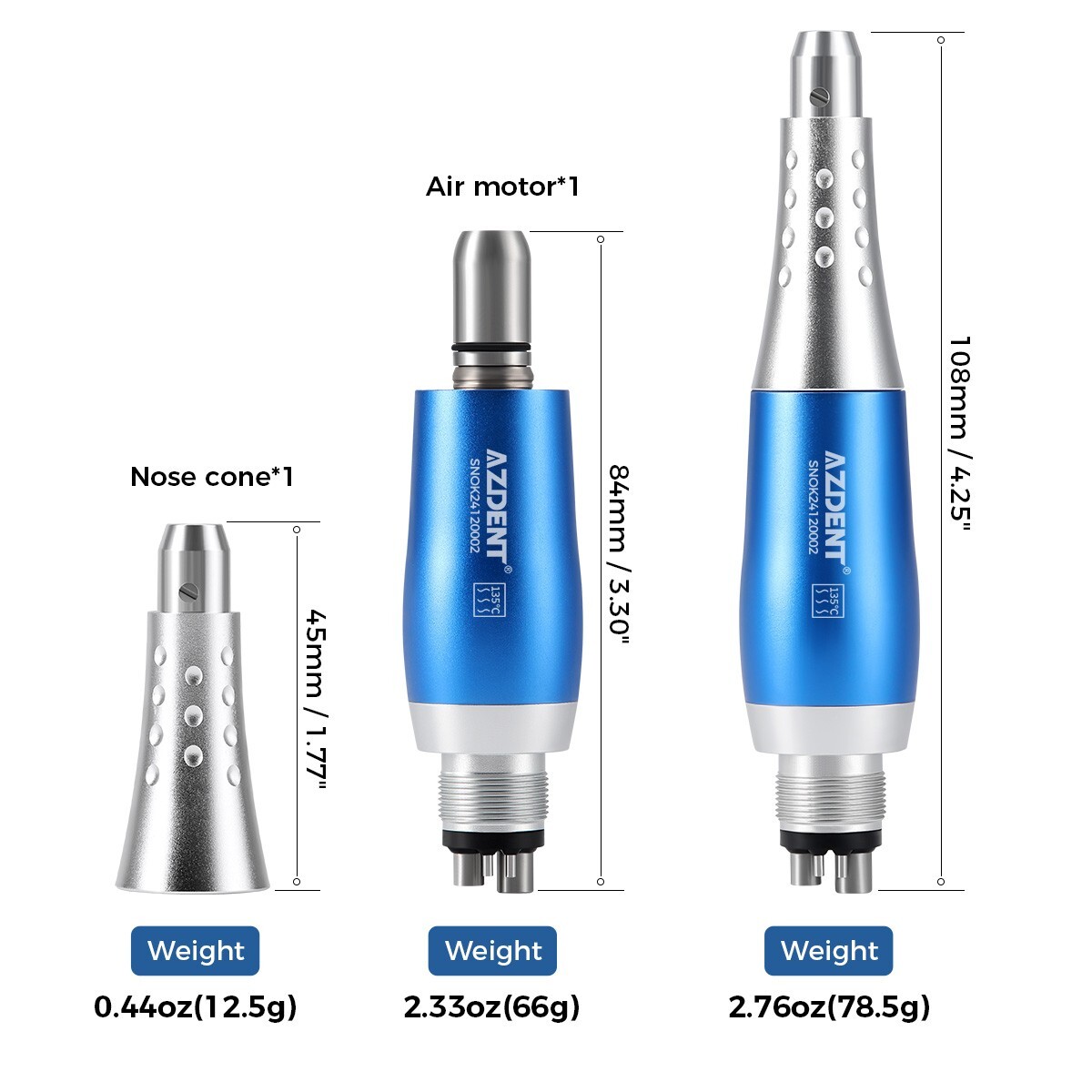 Dental Hygiene Prophy Handpiece Air Motor 4 Holes & 4:1 Nose cone