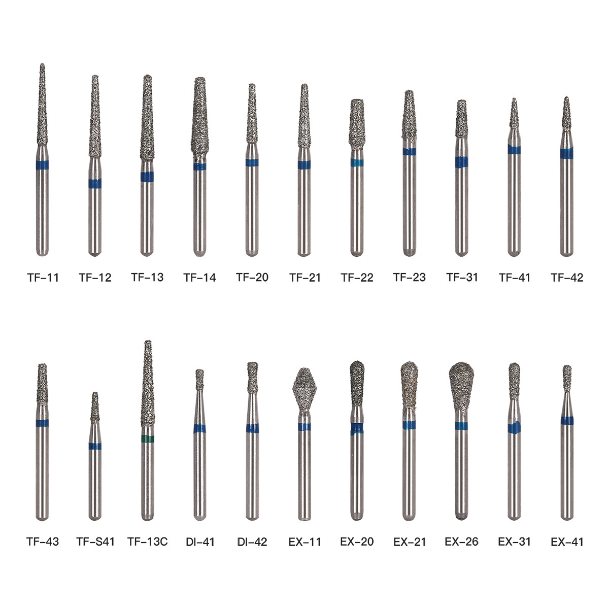 100pcs Dental Diamond Burs For High Speed Handpiece Medium Friction Grip 1.6mm