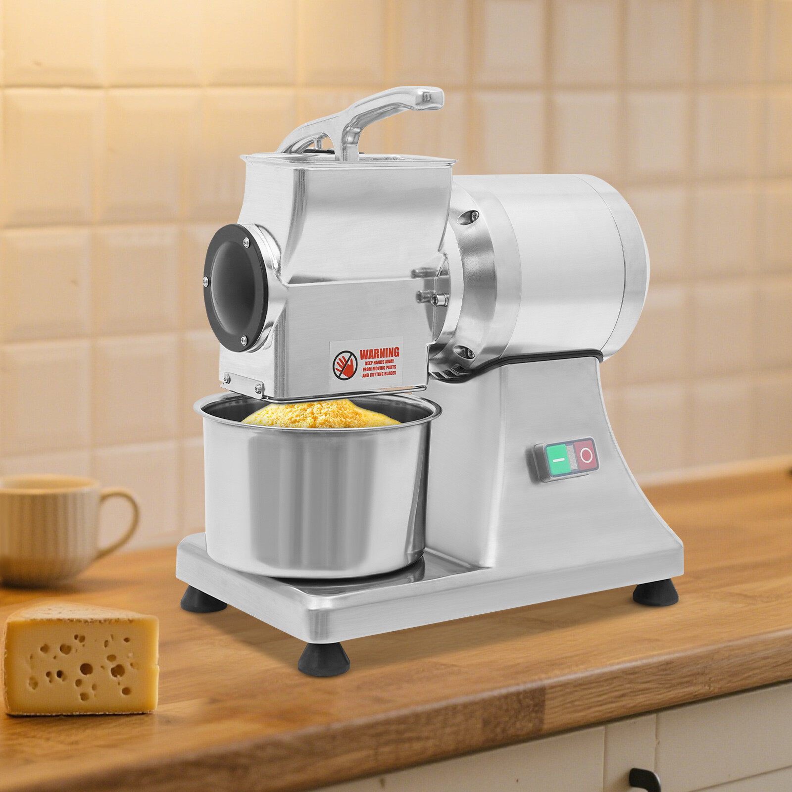 Silver 110V 60Hz 15.94*9.45*16.93in Alumina& SS Electric Cheese Grating Machine