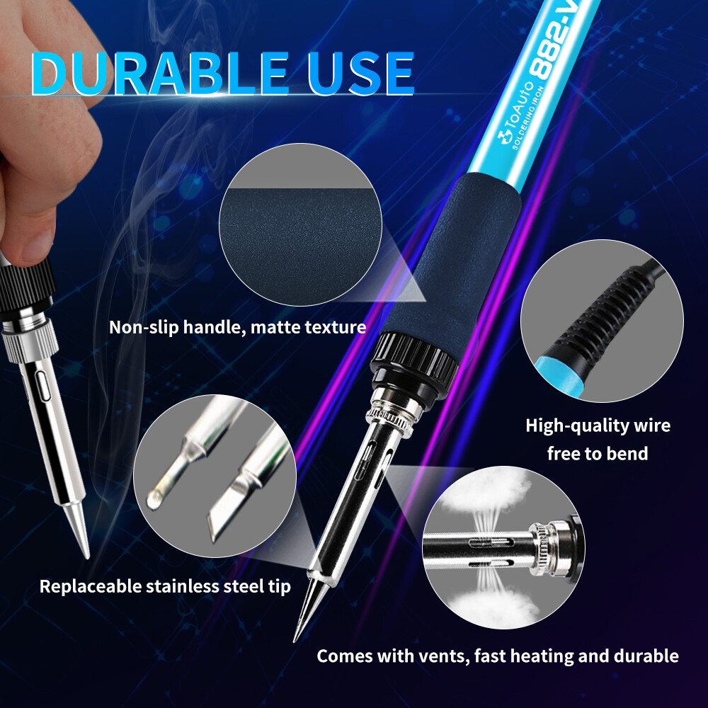 TOAUTO Soldering Station 2 in 1 Iron Hot Air Gun Rework Station Kit LCD Display