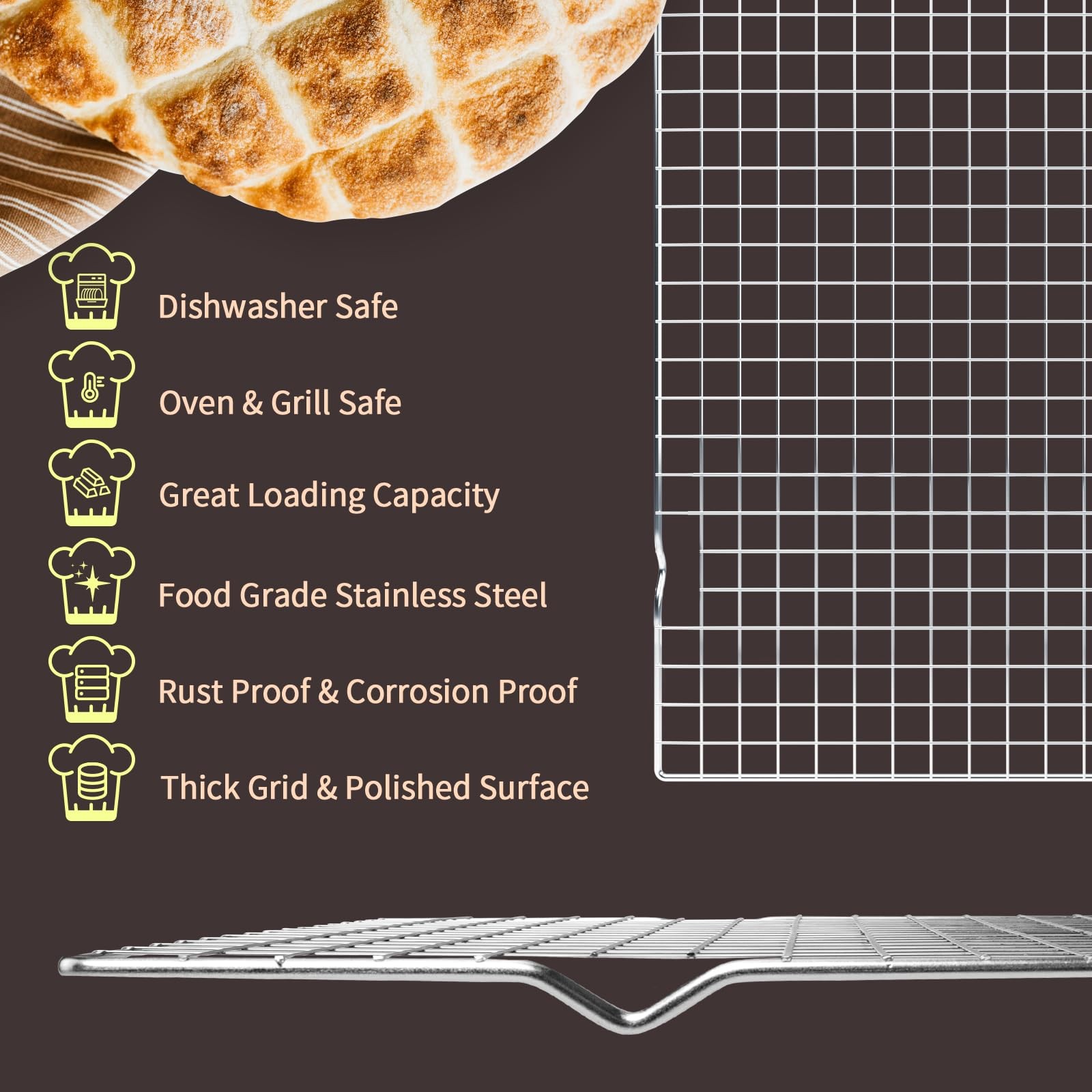 2PCS Cooling Racks For Cooking Baking 15×10 Stainless Steel Oven Wire Sheet Pan