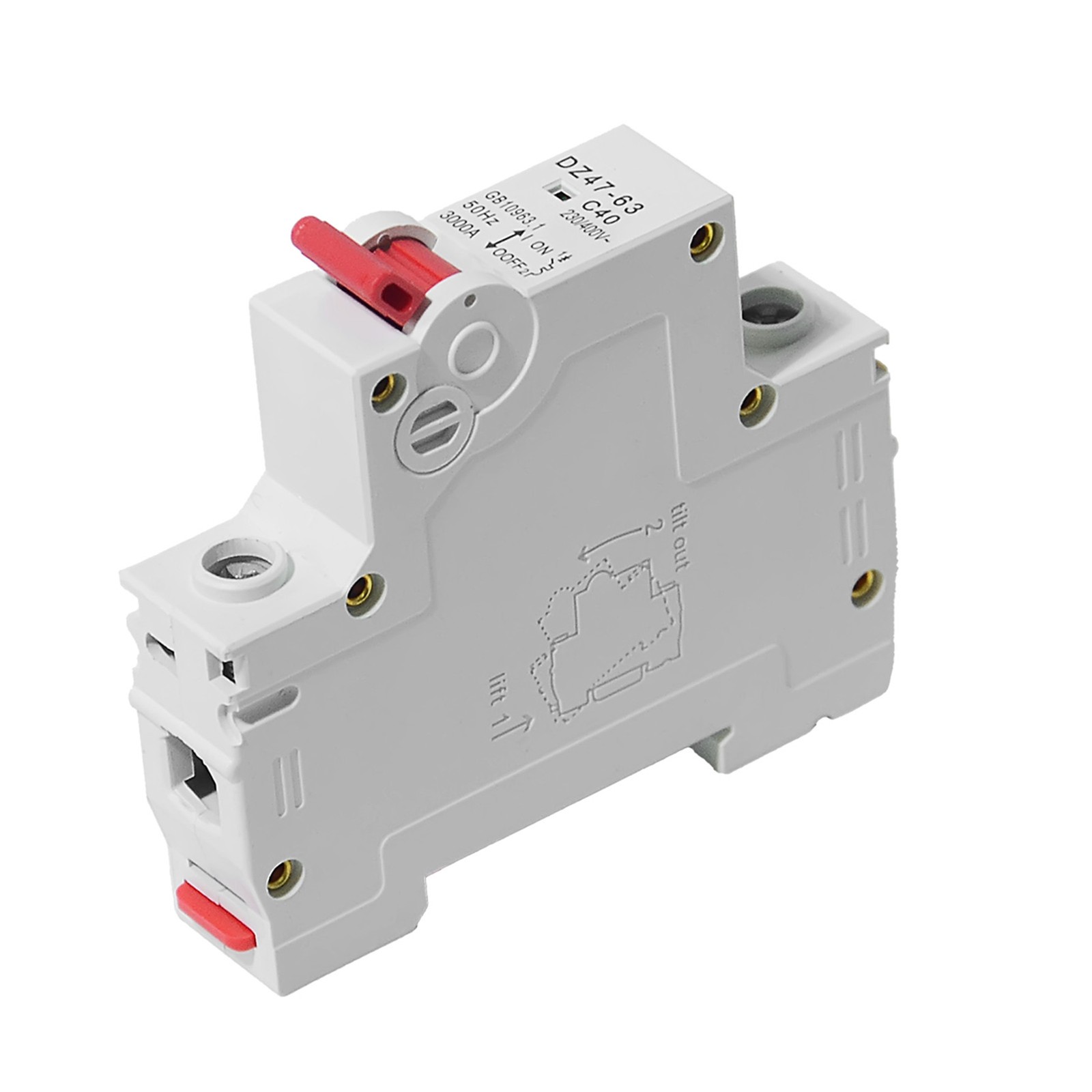 AC/DC MCB Mini Circuit Breaker 1/2/3P Type C 6 10 16 25 32 40 63 80 100 125Amp