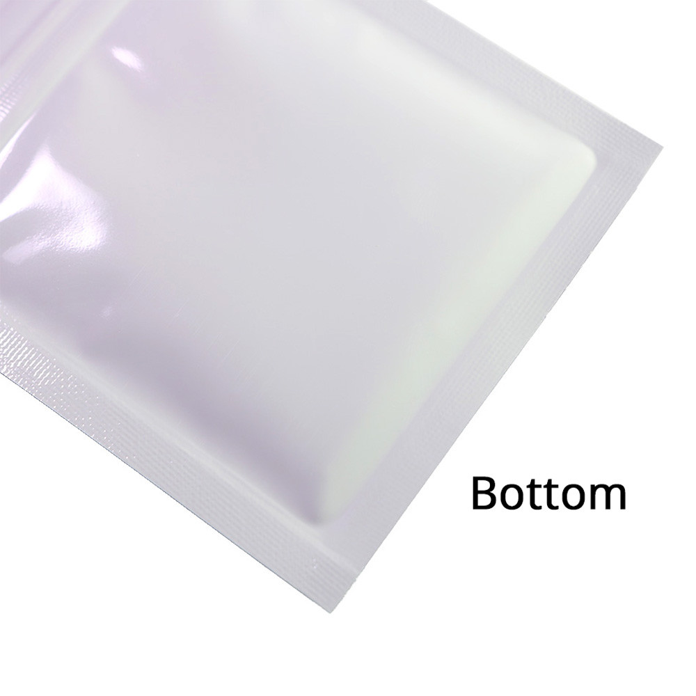 2.5×3.5in Clear Front Glossy White Back Foil Mylar Flat Zip Lock Pouch Bag W02