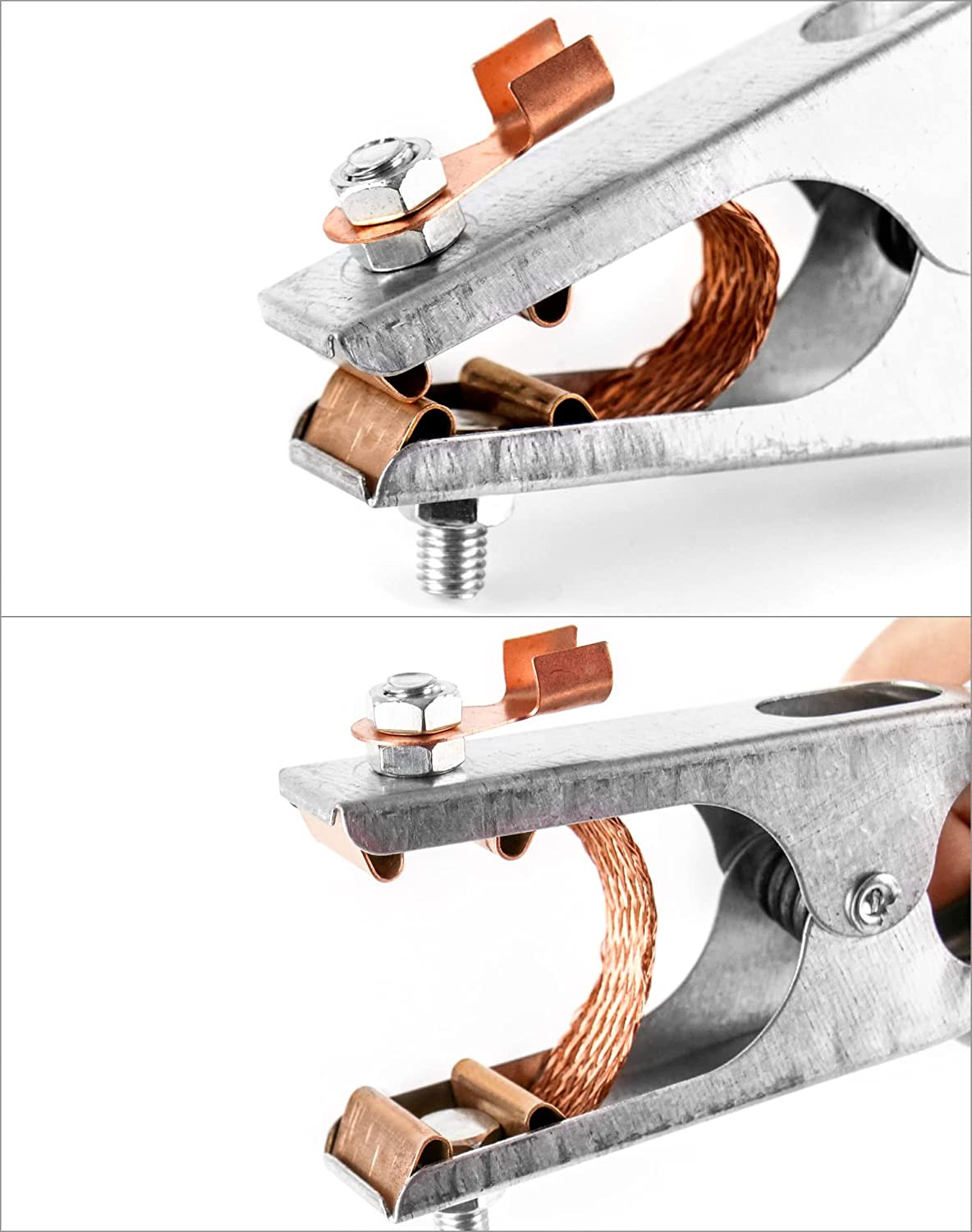 Welding Ground Clamp 2 Pack 500A Electroplated Copper Earth Clip Manual Welder