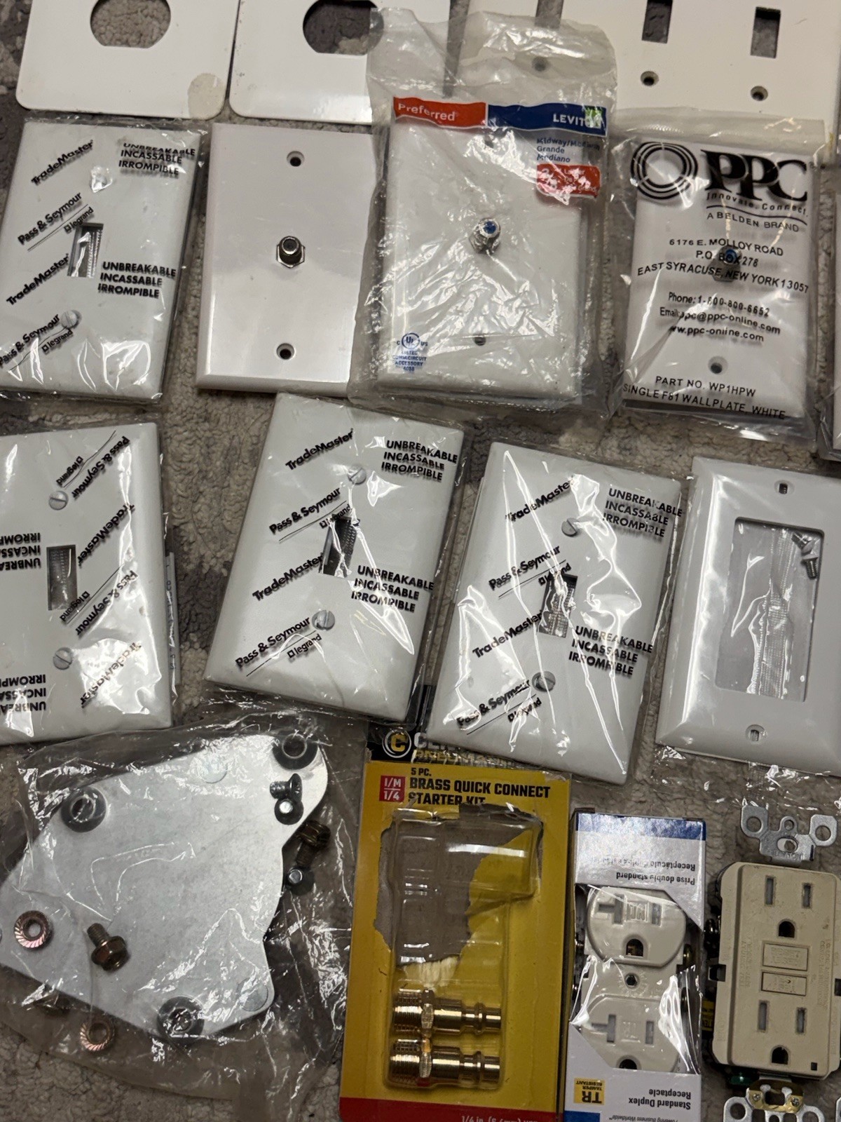 Electrical Supplies Lot PPC Belden Eaton Leviton Carlon GFCI Wall Plates