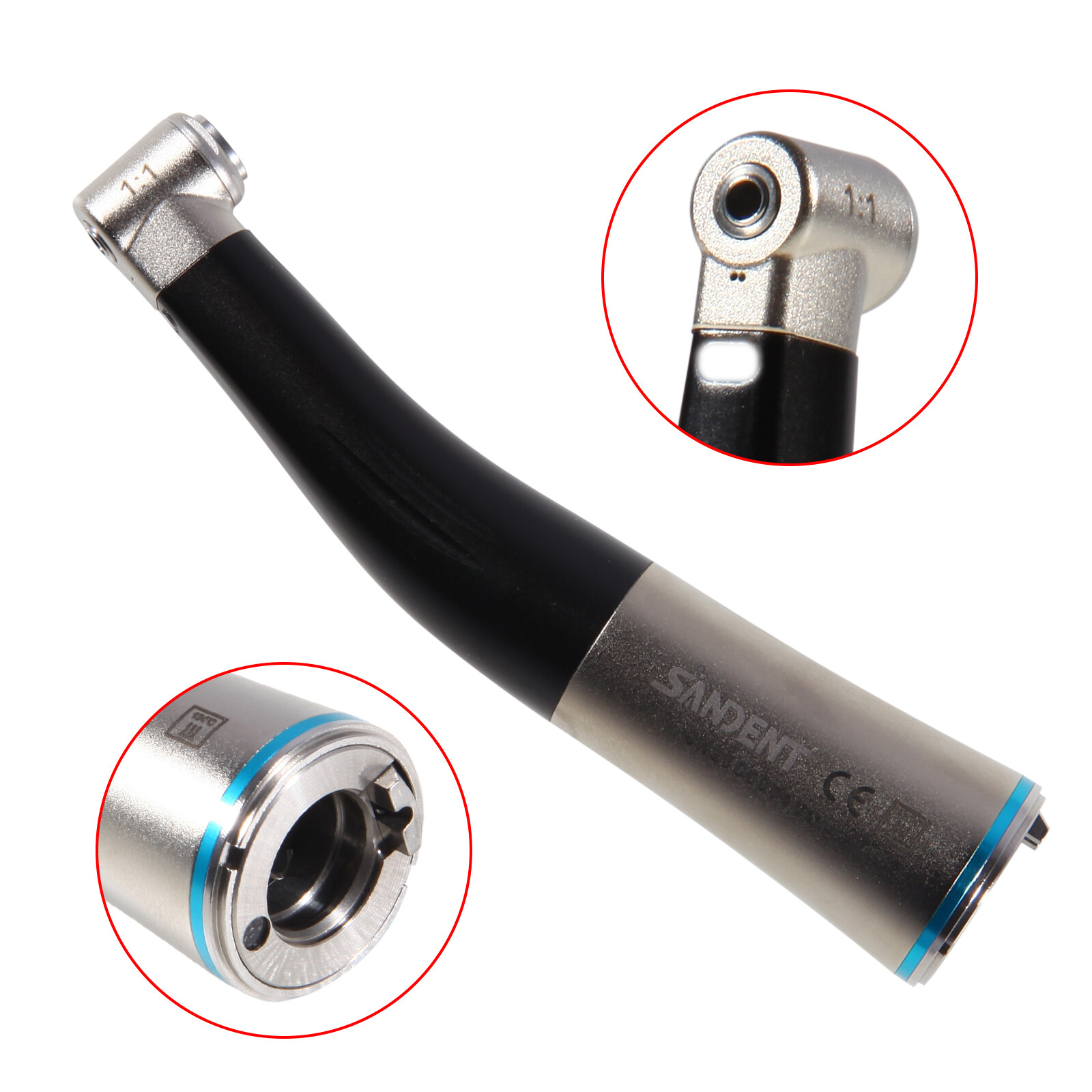 1-5* NSK Style Dental Fiber Optic 1:1 Contra Angle Handpiece Inner Push E-Type