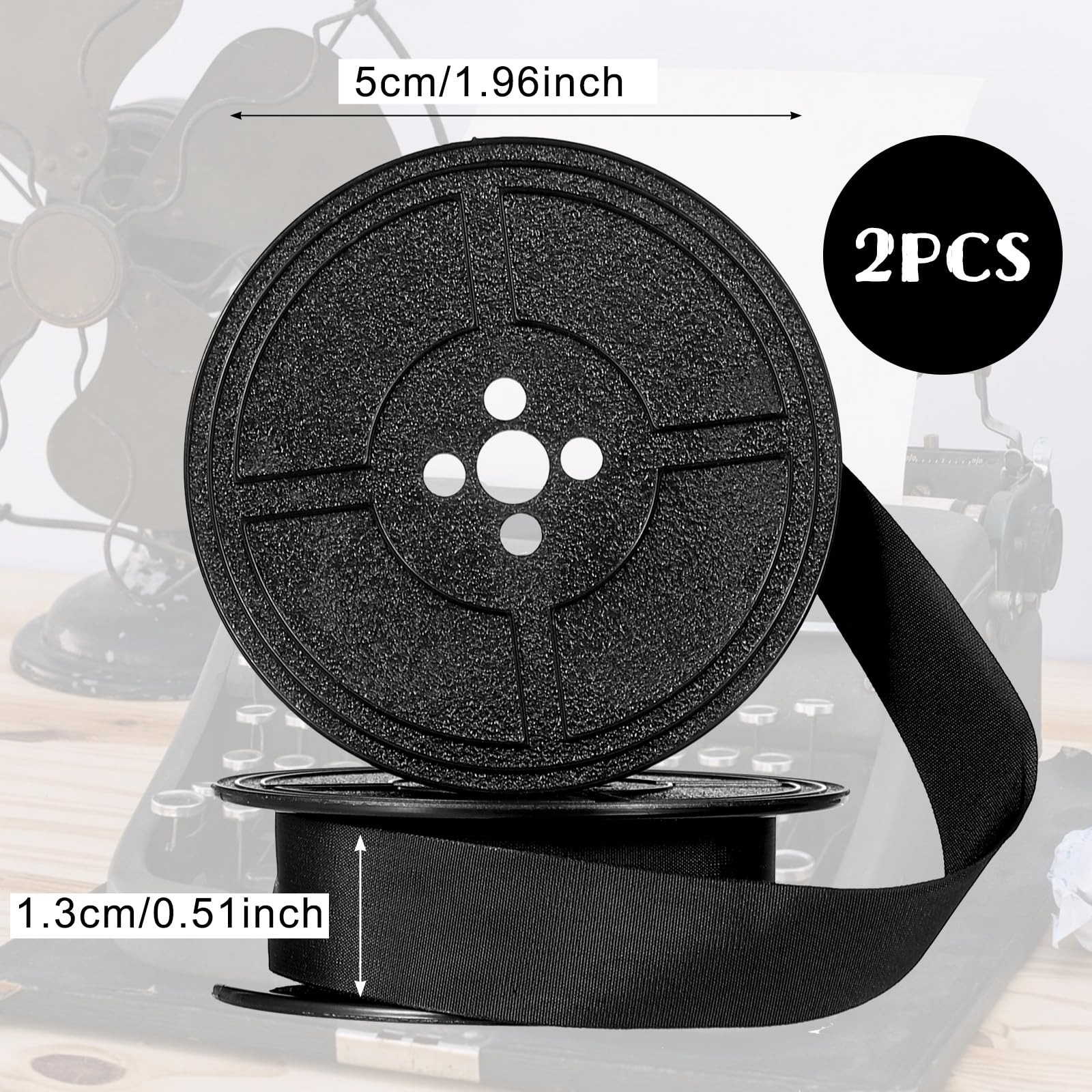 Universal Typewriter Ribbon Twin Spool Replacement Pack – Black Ink (2 Pcs)