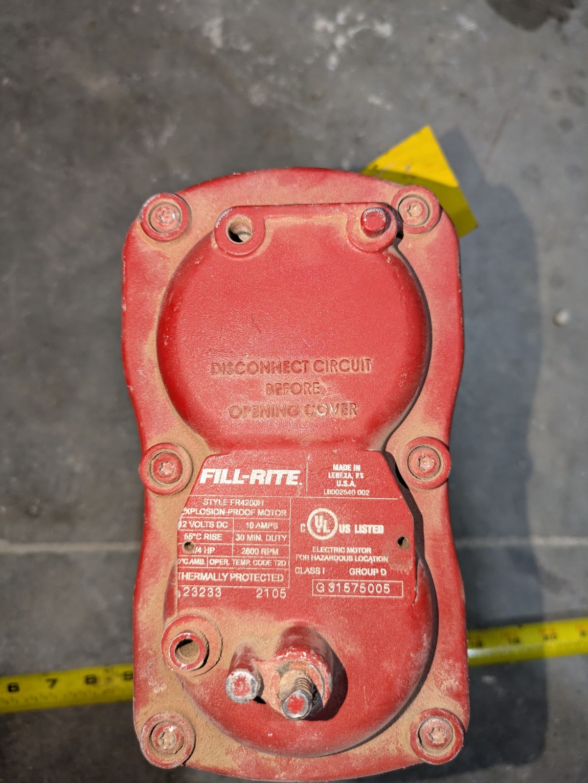FILL-RITE STYLE FR4200H XPLOSION PROOF MOTOR 12V DC 10AMPS G31575005 1/4HP