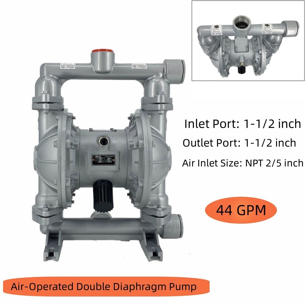 Industrial Air Operated Double Diaphragm Pump 1-1/2″ Outlet Inlet 44GPM 115PSI