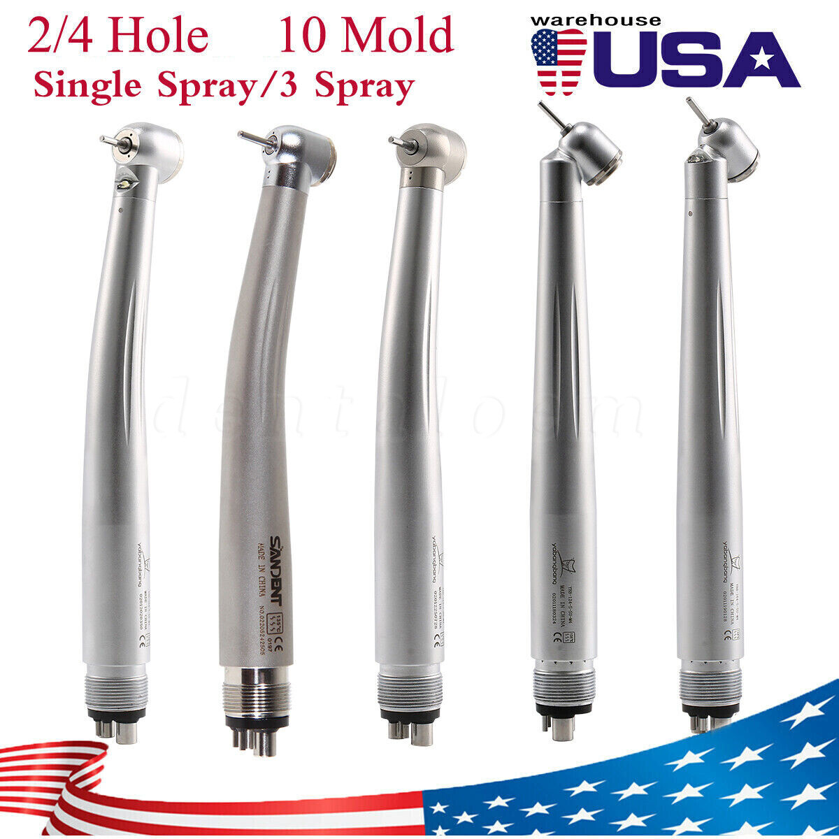 Dental High Speed Handpiece /LED Fiber Optic /E-generator 2/4H6 Pin Fit KaV NSK