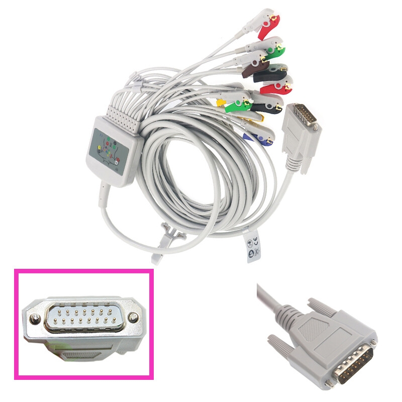 10Lead ECG Lead Wire EKG Cable Banana/Clip Compatible with Nihon Kohden 2.5m 15P