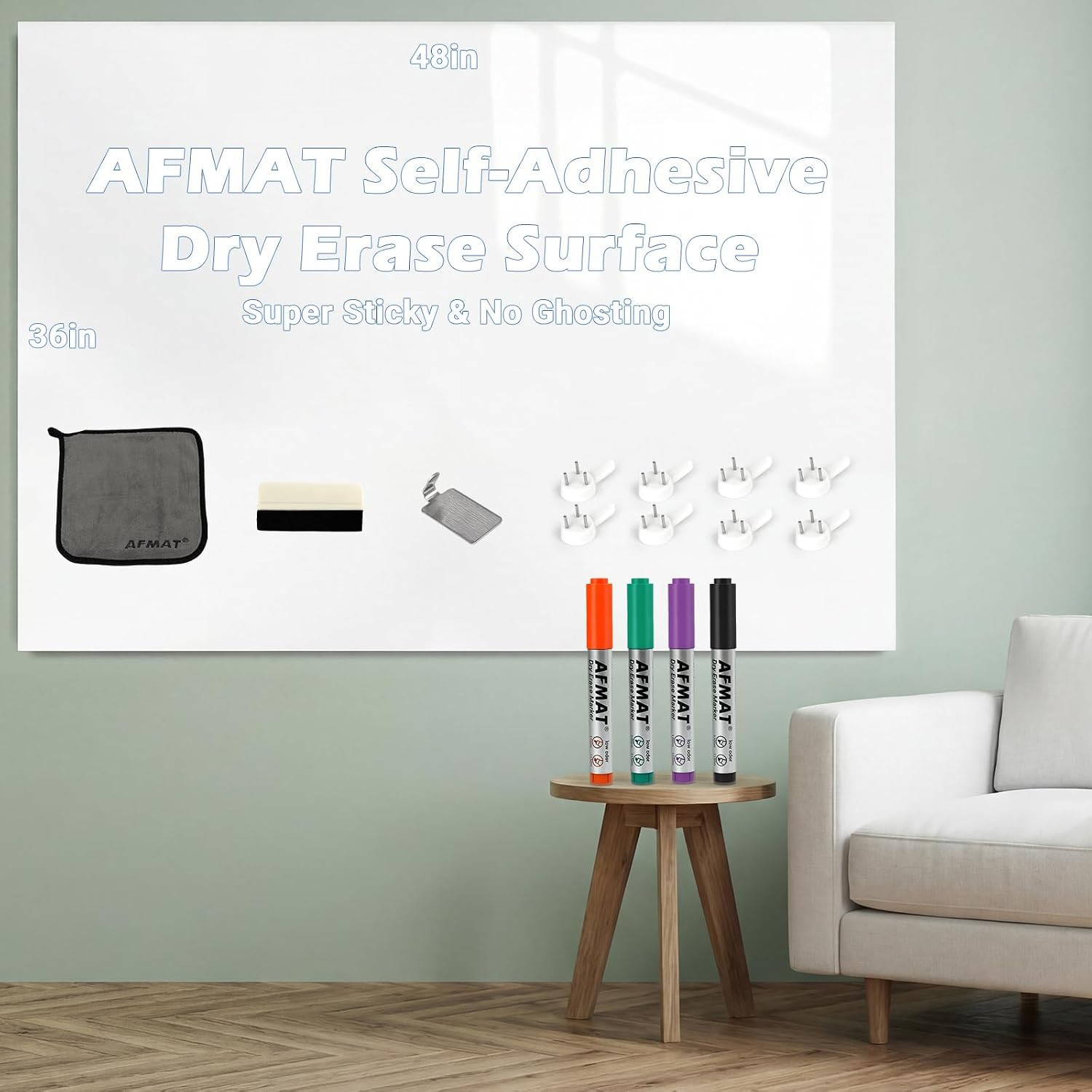 White Board Dry Erase Paper, 48″ X 36″ Whiteboard Wallpaper, with 4 Markers, Sta
