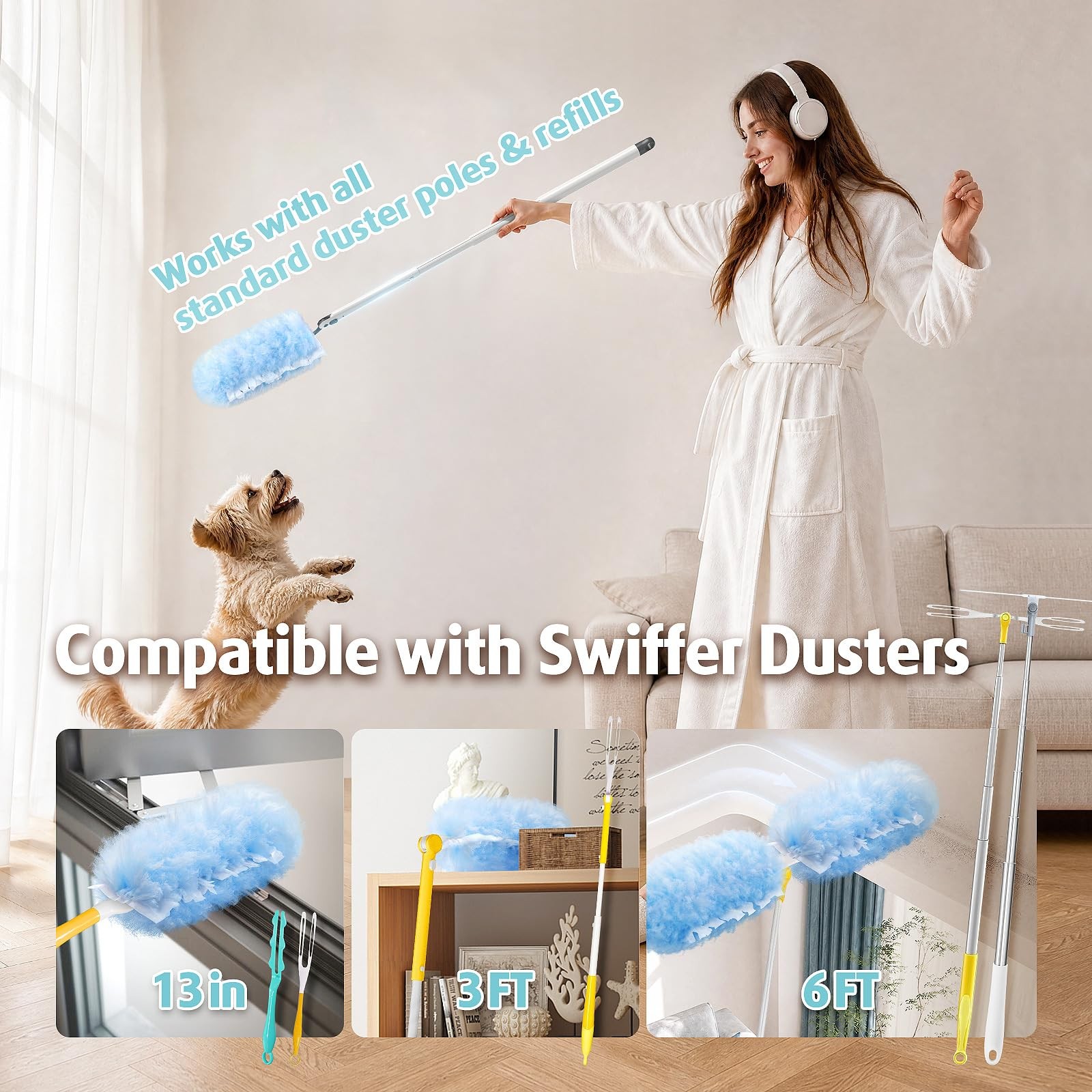 30 Count Duster Kit Refills 1*3 ft Extendable+30 Count, 30 Count+ 1 Handle