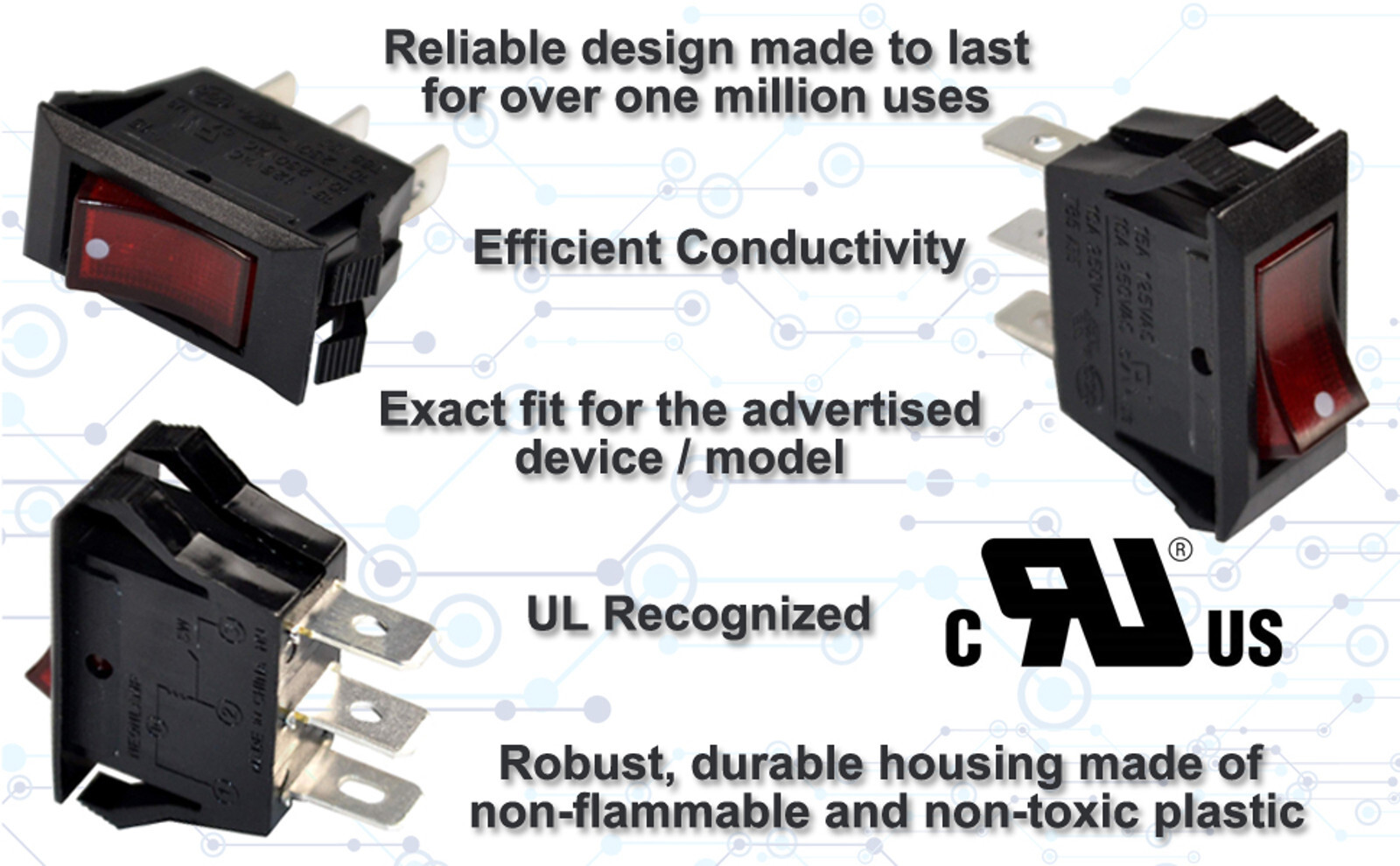 HQRP Illuminated Rocker Switch for Automotive Marine Applications Coffee Machine