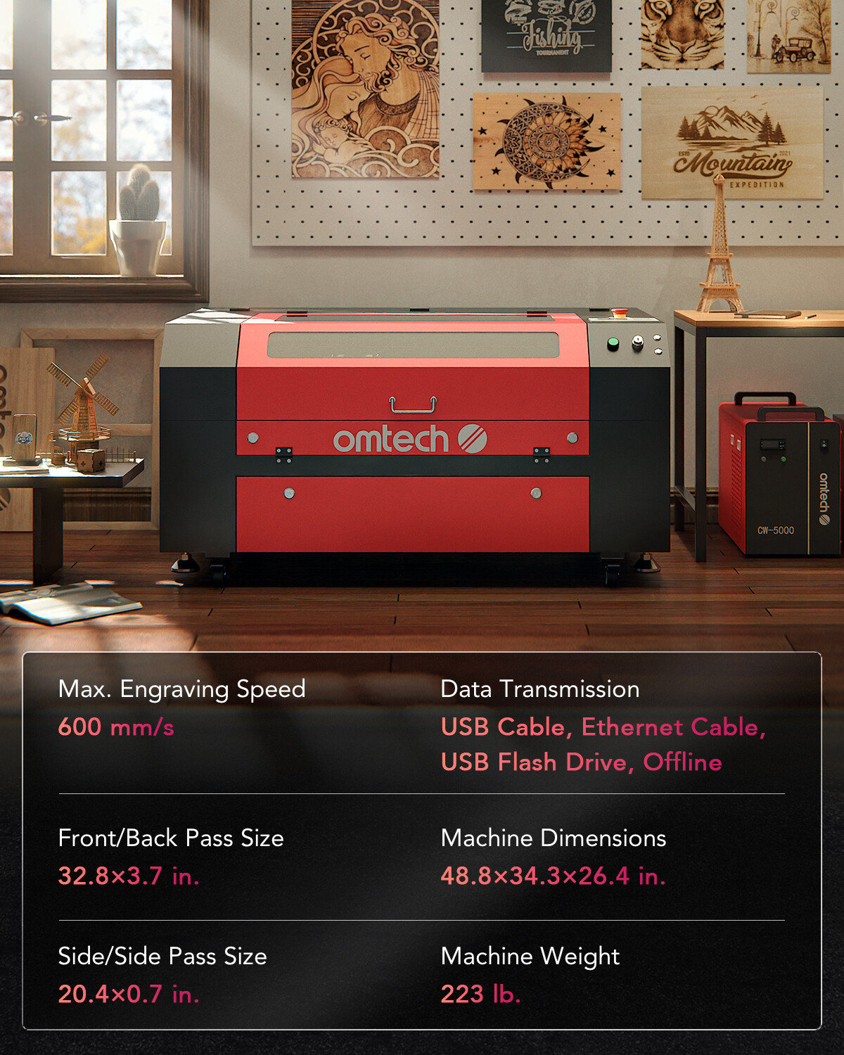 OMTech ZF2028-60E 60W CO2 Laser Engraver Cutter Cutting Engraving Machine