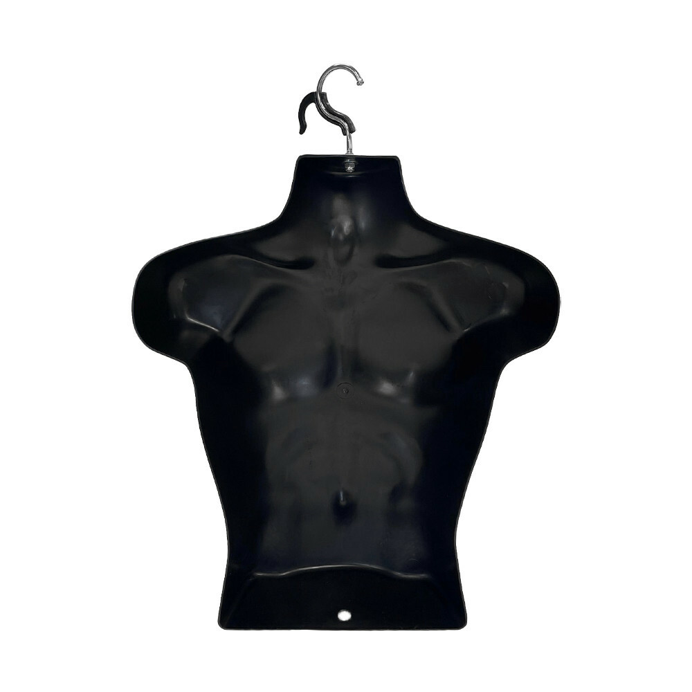 Male Molded Black Hanging T-Shirt Form Body Mannequin Torso Display, 23″H