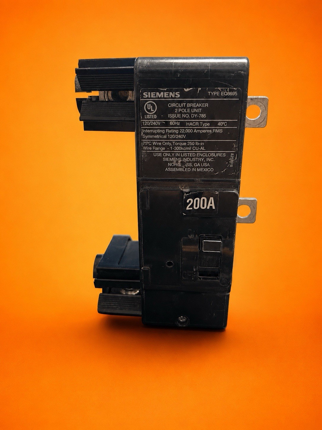 Siemens EQ8695 2 Pole 200 Amp 120/240v Main Circuit Breaker 2P 200A