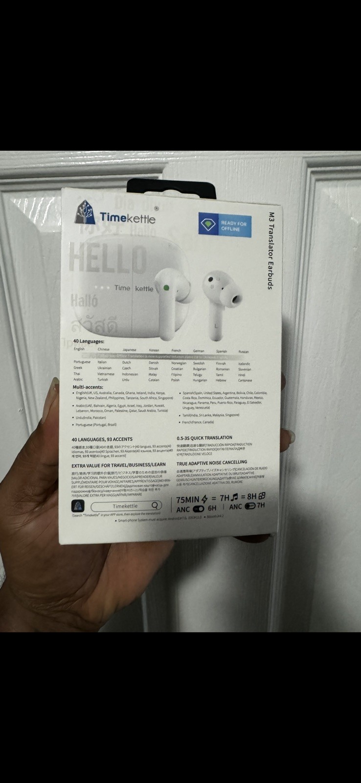 ​Timekettle M3 Language Translator Earbuds – Two-Way Translator Device – White