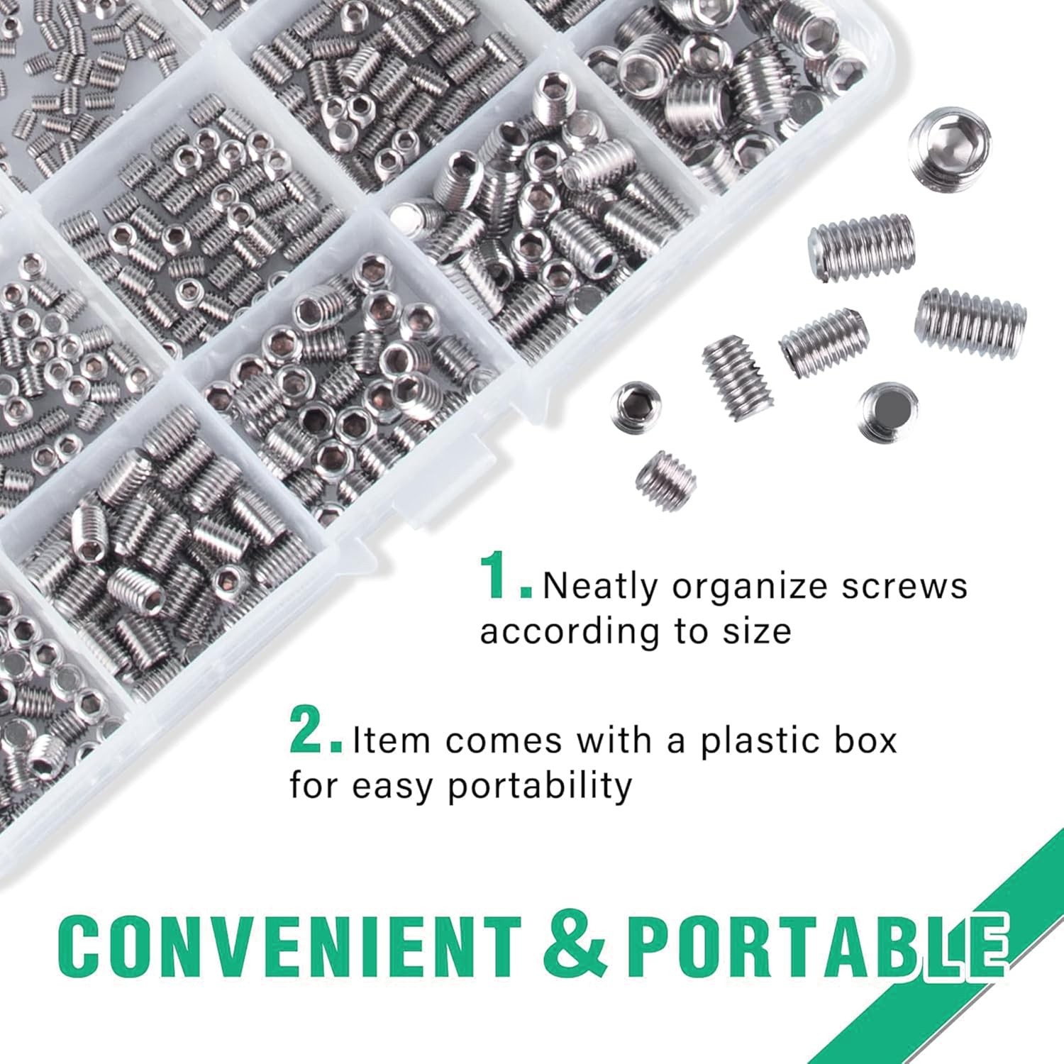 520Pcs Set Screw Assortment Kit& Metric Allen Socket Set Screws,(M3–M8) Scr