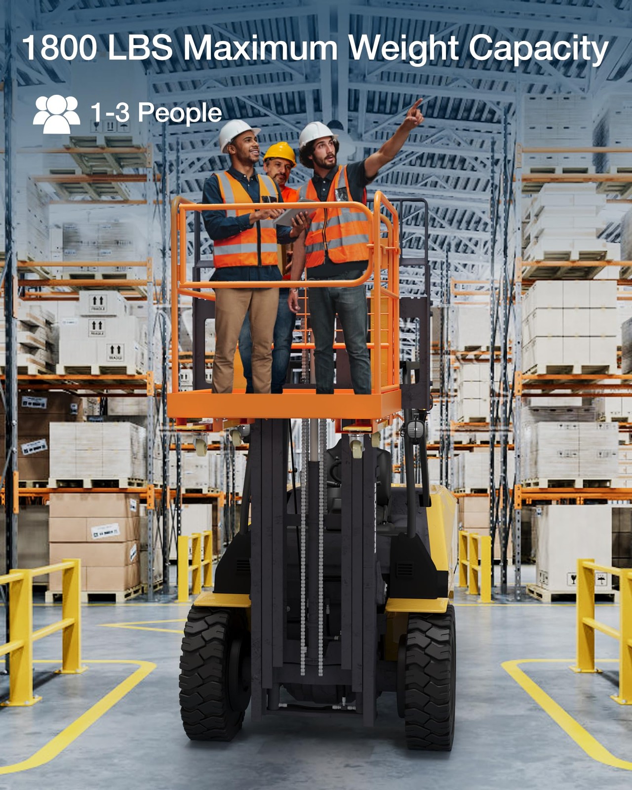 1200lbs Forklift Safety Cage Heavy Duty Collapsible 36″ x 36″ Steel Man Basket