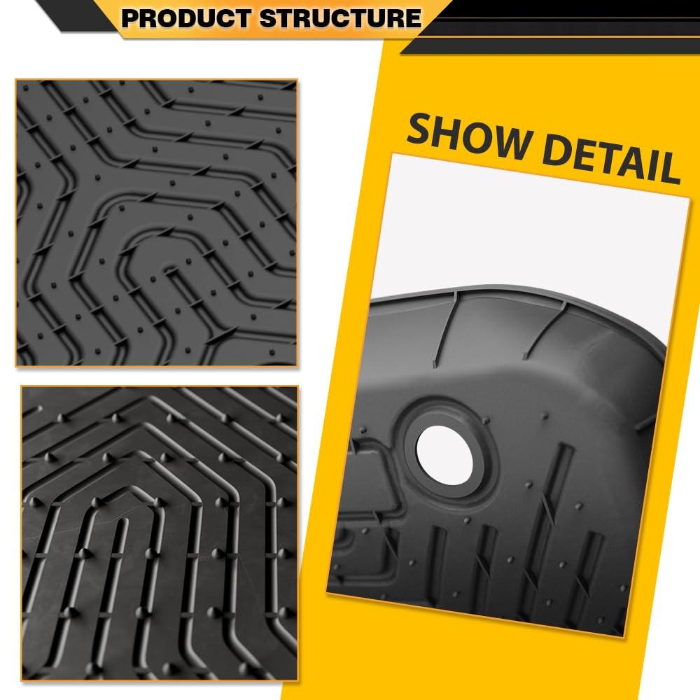 TPE Floor Mats & Cargo Liner for Honda Pilot 2016-2022 1st 2nd 3rd Row Black 5PC