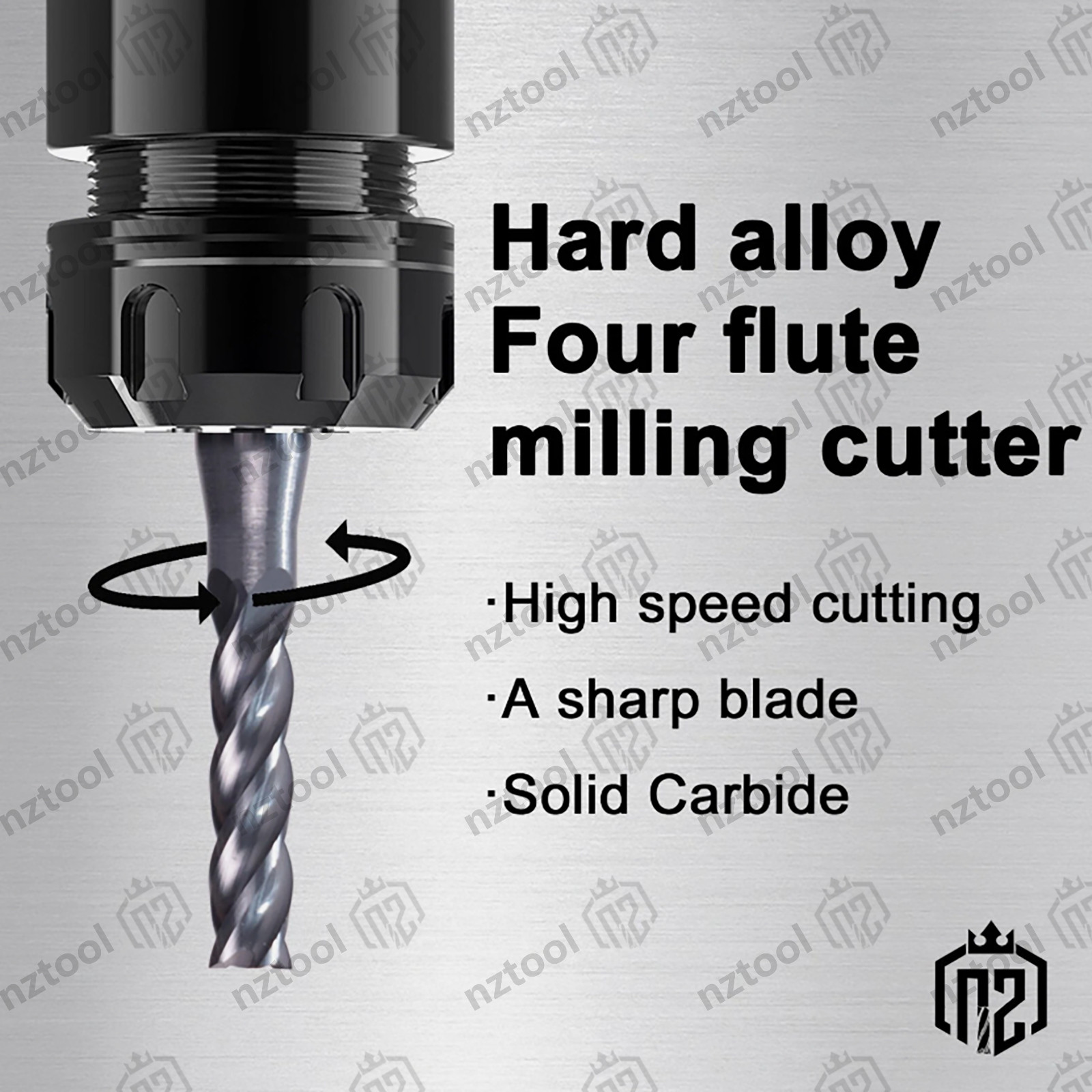 10 PCS 4 Flute 1/16″ x 1-1/2″ Overall Length Carbide End Mill -AlTiN Coated