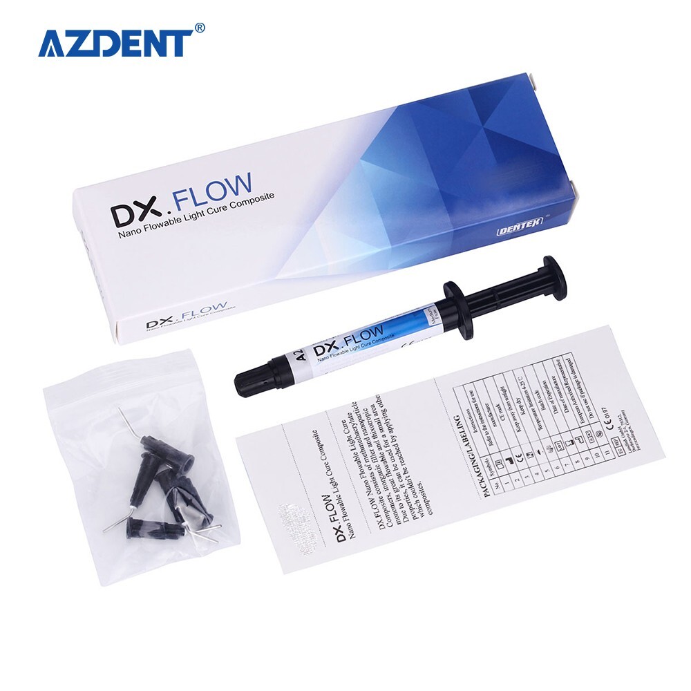 Dental DX.FLOW DENTEX Flowable Medium Flow Light Cure Composite Resin 3g/Kit A2
