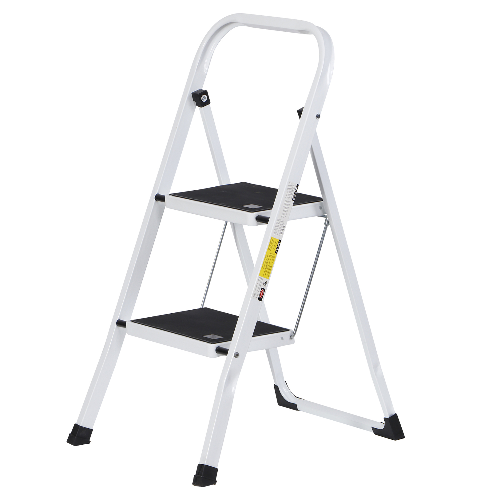 2 Step Ladder Folding Steel Step Stool Wide Anti-slip Pedal 350Lb Capacity White