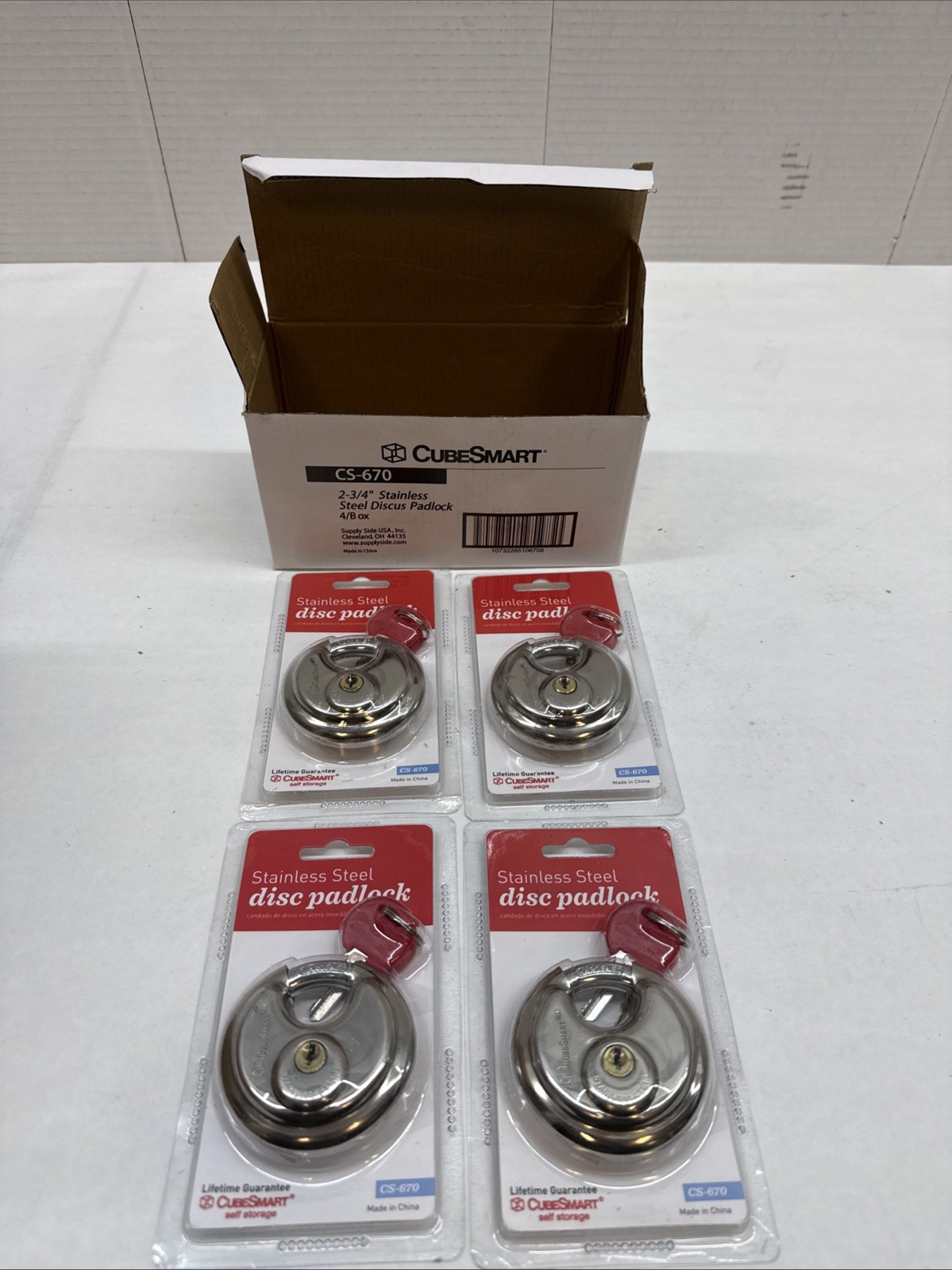 Cubesmart Storage Locker Disc Lock CS-670 2-3/4″- New In Sealed Package Qty 4