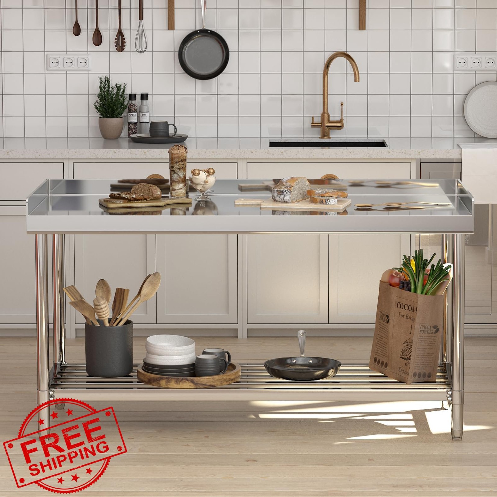 Garvee 48×24 NSF Stainless Steel Table Backsplash