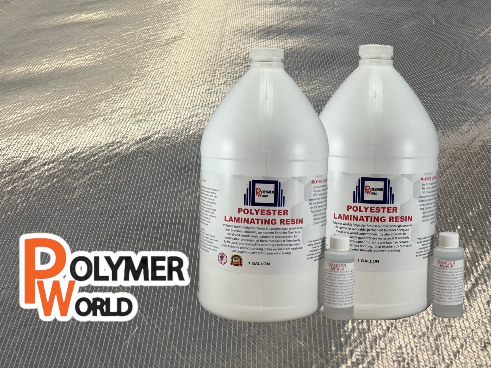 Fiberglass Repair Kit 2 Gal of Polyester Resin 1708x50x10 Yard Biaxial Cloth