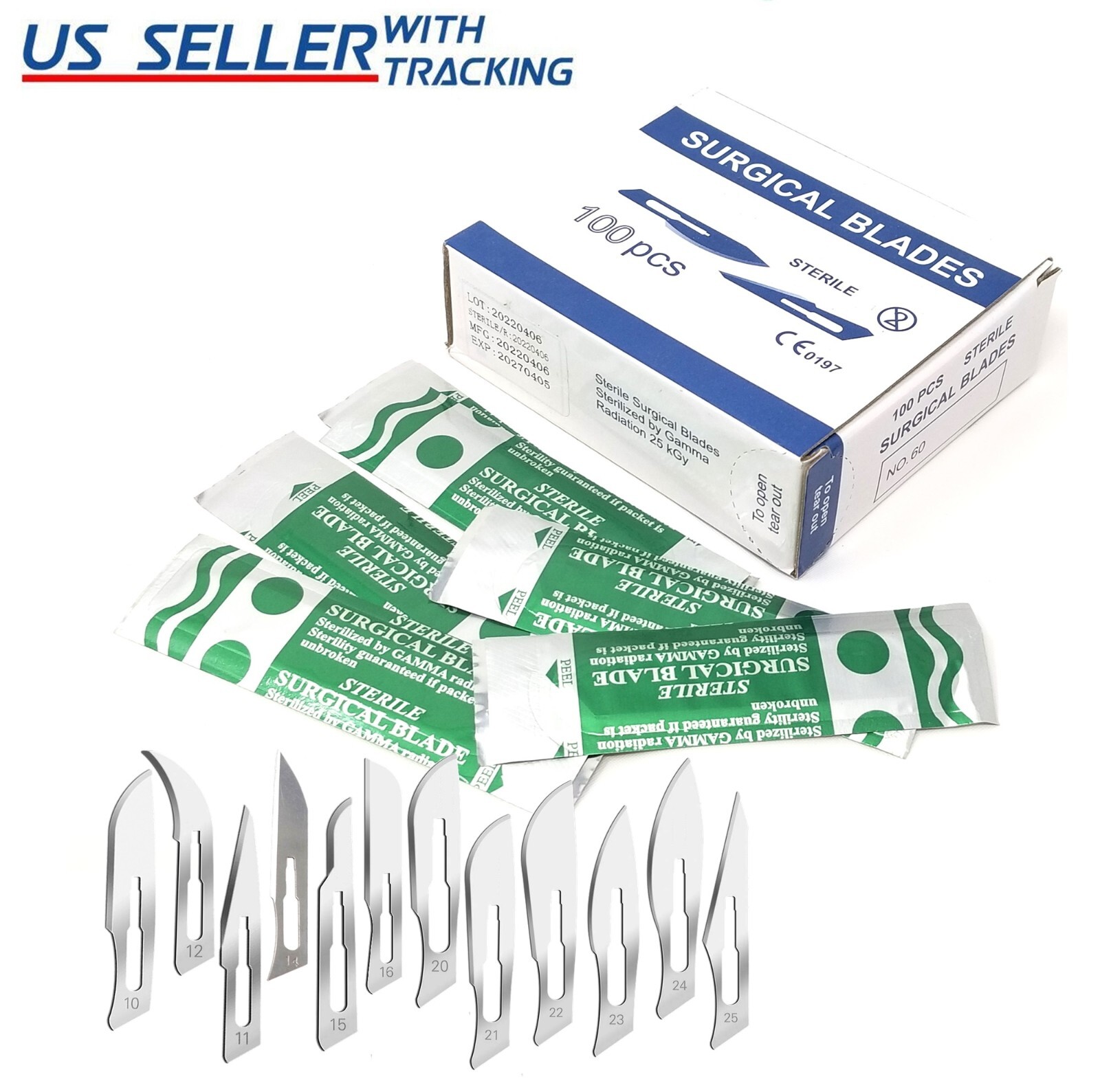 100pcs Carbon Steel Scapel Blades Dental Medical Instruments Surgical Blade