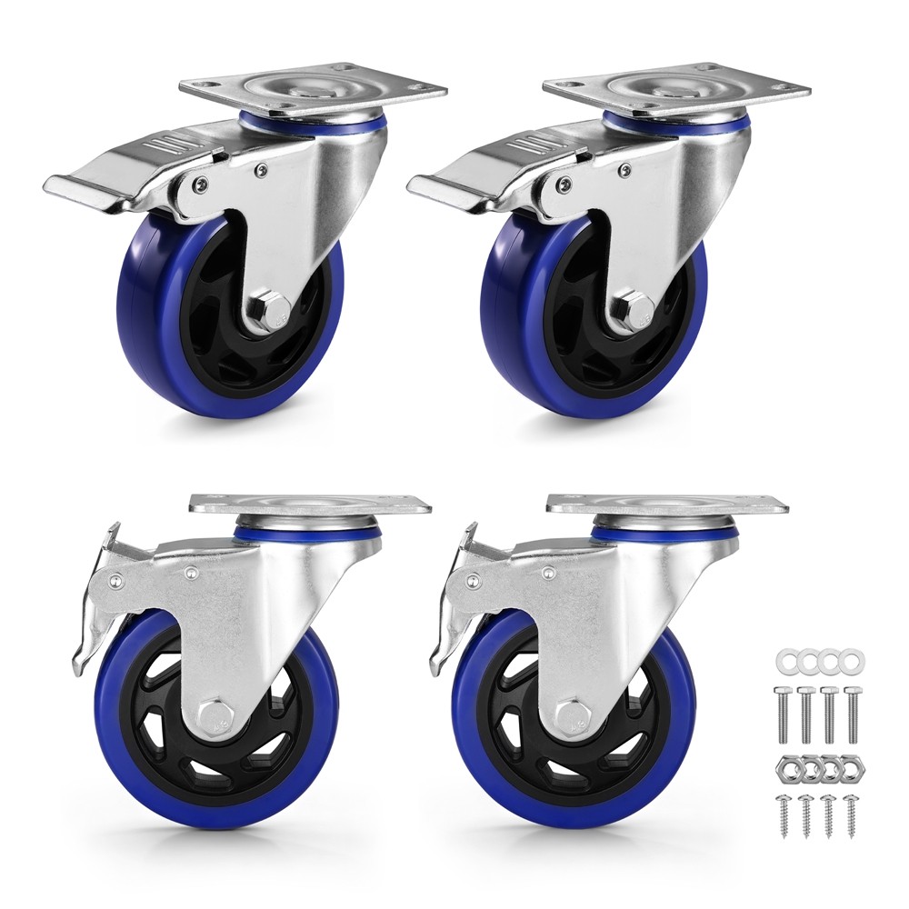 WORKPRO 4x 4″ Heavy Duty Caster Wheel 2200LBS Swivel Locking Industrial w/ Brake