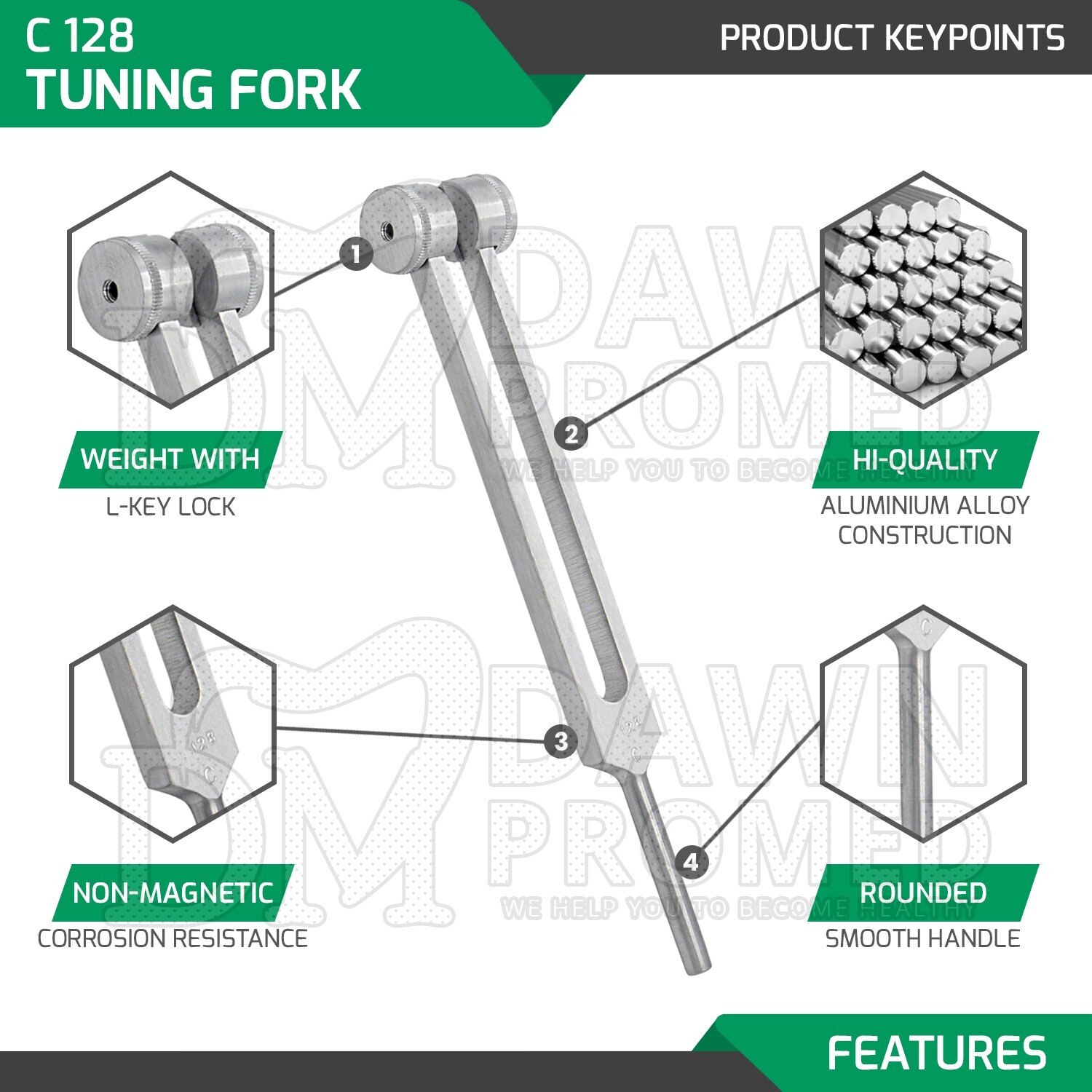 3 Pcs C128 C256 C512 Tuning Fork Set ENT Surgical Medical Instruments
