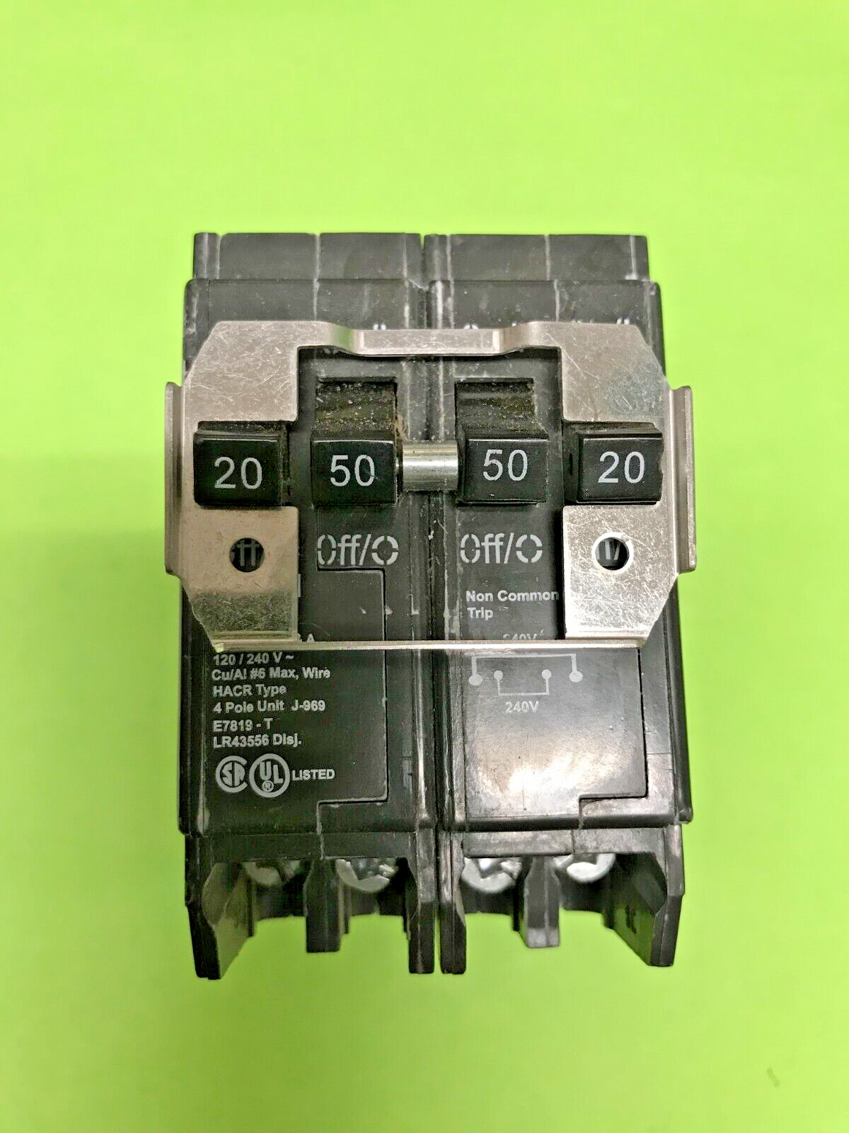 EATON BQ220250 QUAD 2P 20A/2P 50A CIRCUIT BREAKER