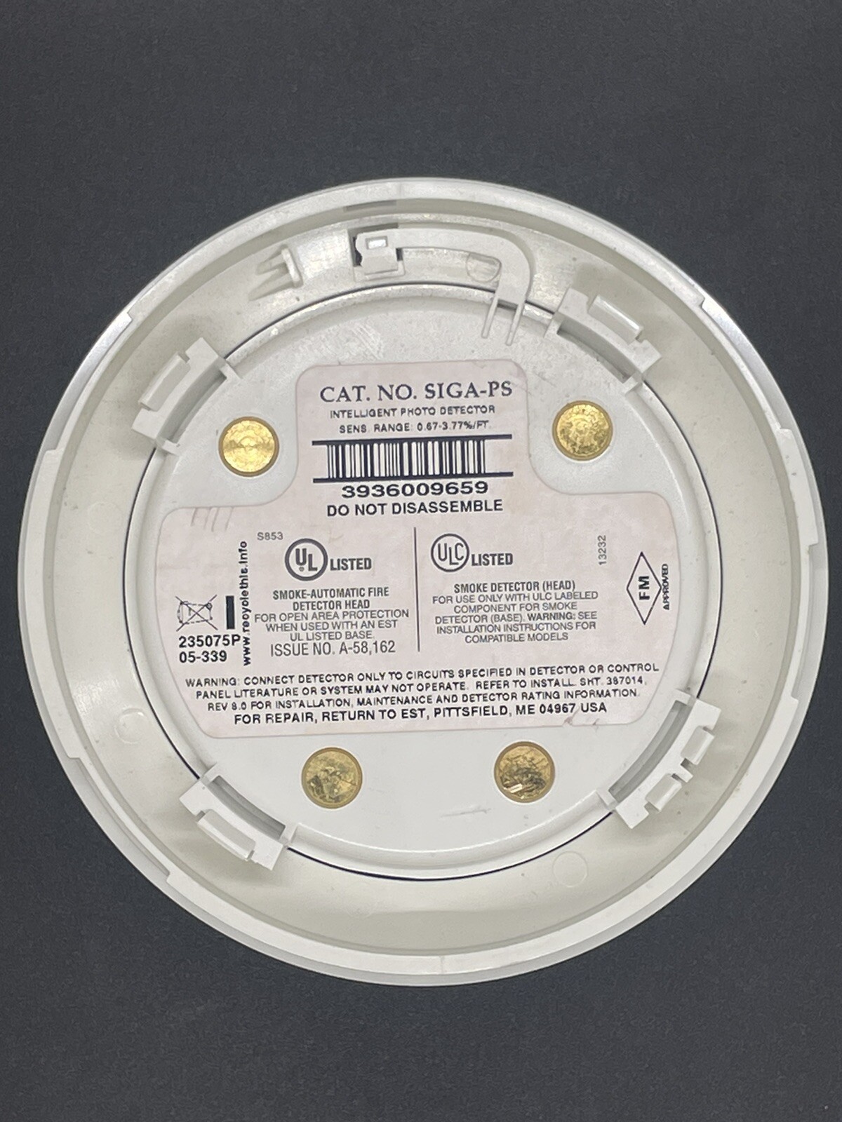 Edwards EST SIGA-PS Intelligent Photoelectric Smoke Detector